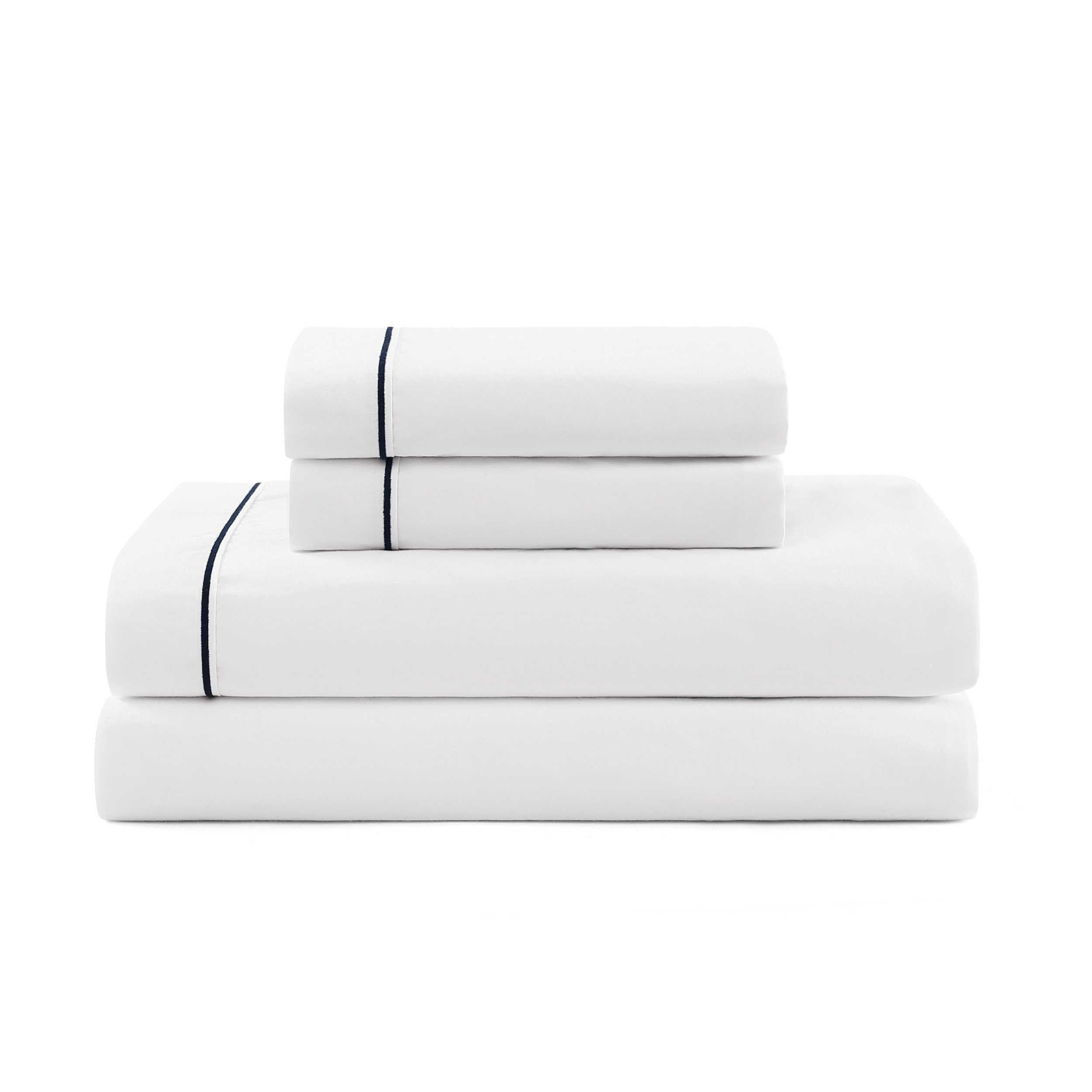 Tommy Hilfiger - Queen Bed Sheets, Crisp & Cool Cotton Percale Bedding with Matching Pillowcases, Lightweight Bed Set, Oeko-Tex Certified (Effortless Stripe Beige)