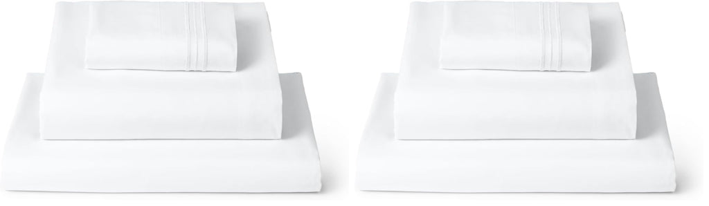 Mellanni Queen Sheets Set - 4 PC Iconic Collection Bedding - Hotel Luxury, Extra Soft, Cooling Bed Sheets - Wrinkle, Fade, Stain Resistant (Queen, White)