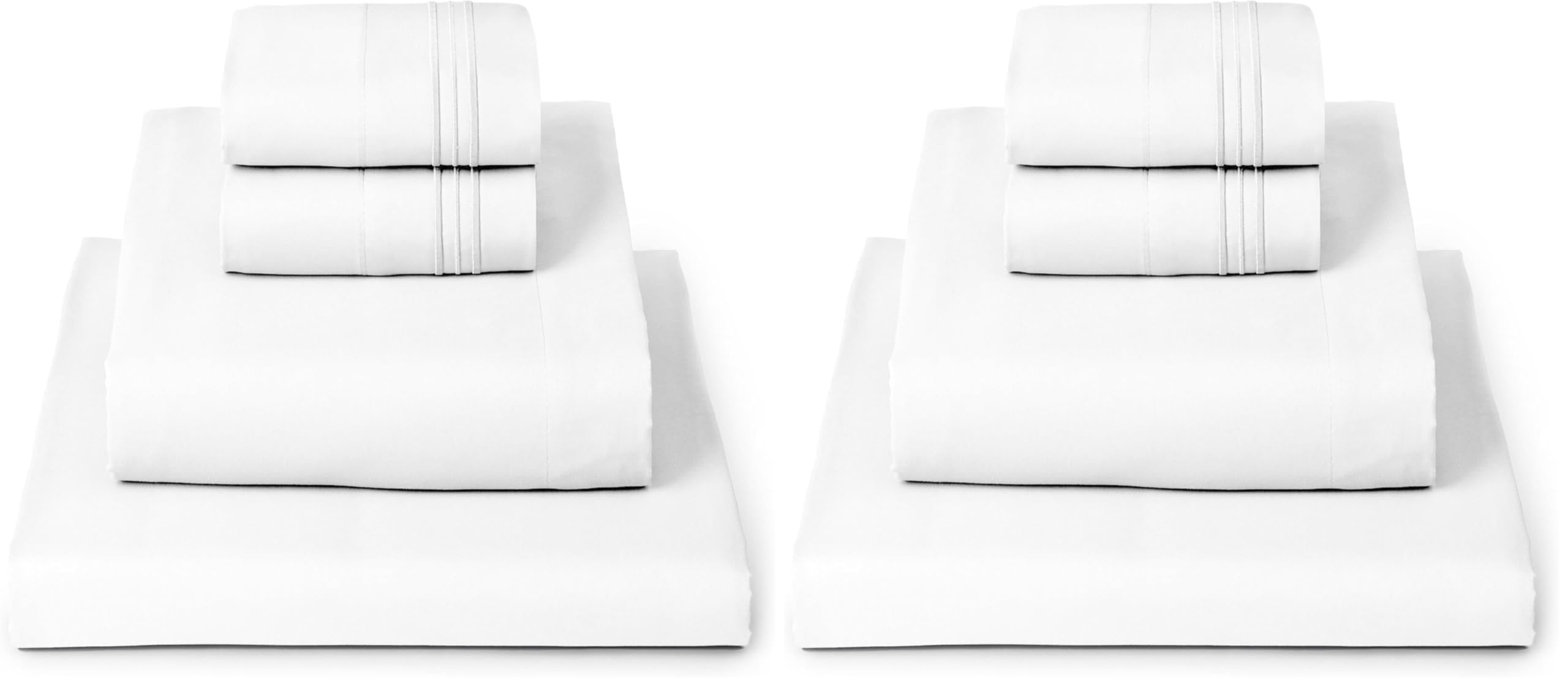 Mellanni Queen Sheets Set - 4 PC Iconic Collection Bedding - Hotel Luxury, Extra Soft, Cooling Bed Sheets - Wrinkle, Fade, Stain Resistant (Queen, White)