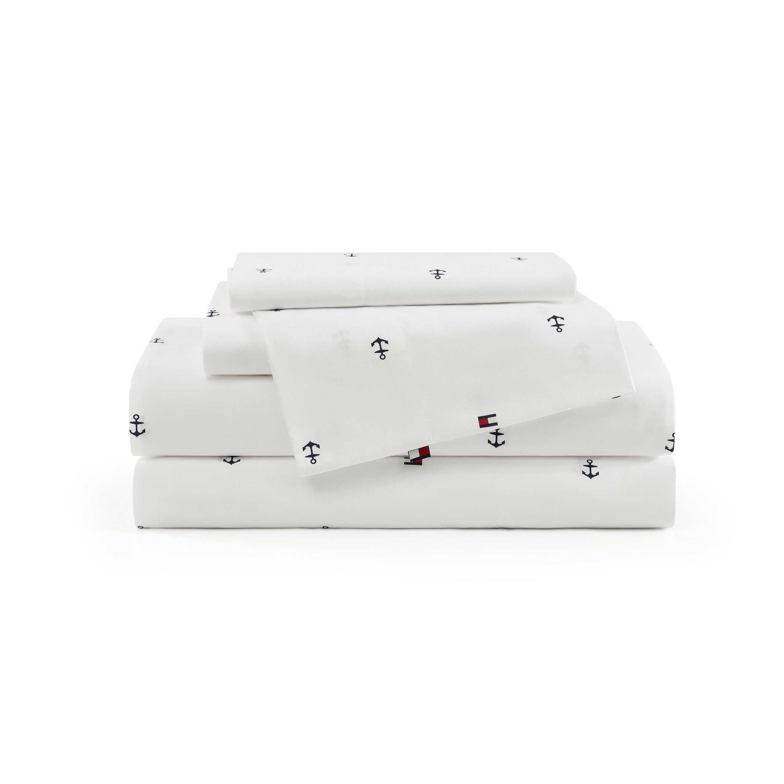 Tommy Hilfiger - Queen Bed Sheets, Crisp & Cool Cotton Percale Bedding with Matching Pillowcases, Lightweight Bed Set, Oeko-Tex Certified (Effortless Stripe Beige)