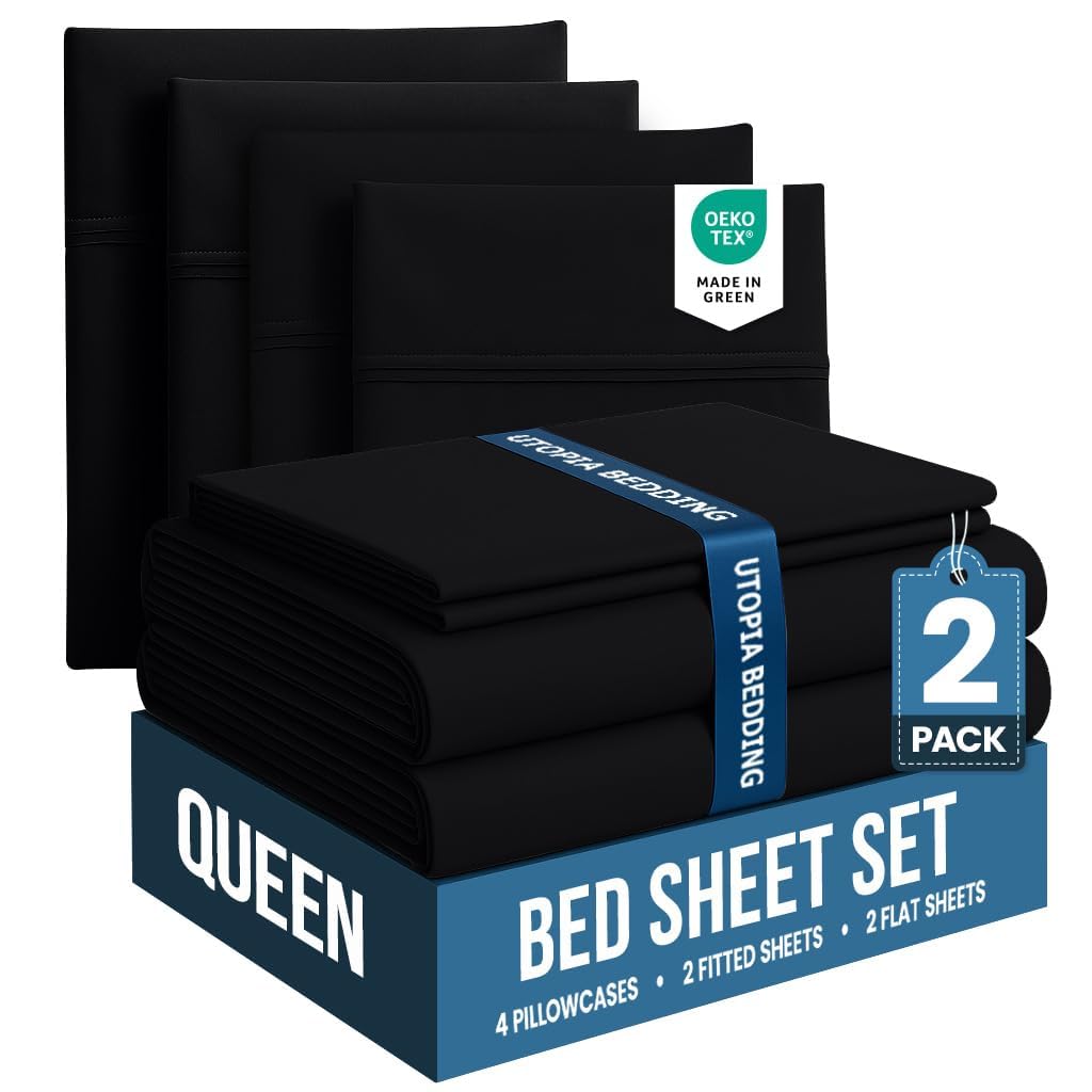 Utopia Bedding Queen Size Sheet Set – 4 Piece Bed Sheets, Soft and Breathable Microfiber, Includes 1 Fitted Sheet, 1 Flat Sheet and 2 Pillowcases – Oeko Tex (Coral)