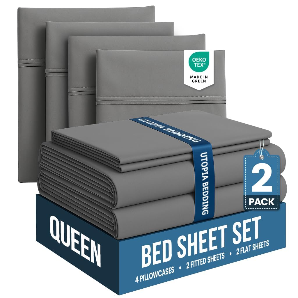 Utopia Bedding Queen Size Sheet Set – 4 Piece Bed Sheets, Soft and Breathable Microfiber, Includes 1 Fitted Sheet, 1 Flat Sheet and 2 Pillowcases – Oeko Tex (Coral)