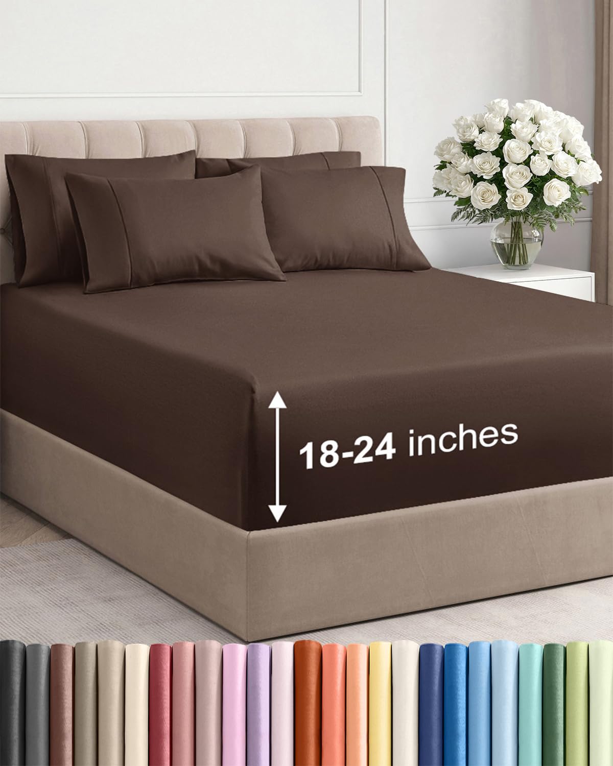 Extra Deep Queen Sheet Set - 6 Piece Breathable and Cooling Sheets - Hotel Luxury Bedding for Women, Men, Kids & Teens - Easy & Secure Fit - Soft, Wrinkle Free and Comfy - Extra Deep Pockets - Coral