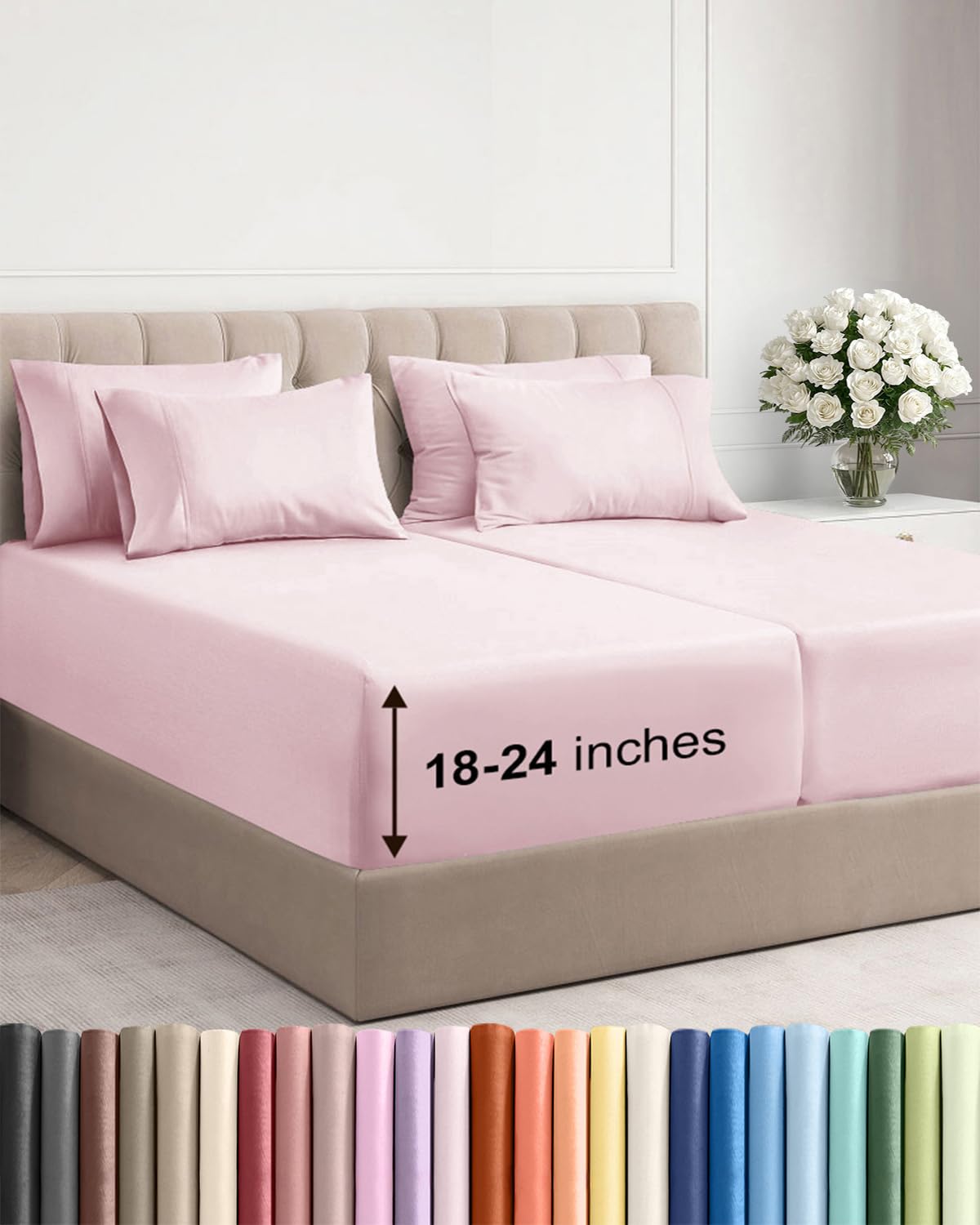 Extra Deep Queen Sheet Set - 6 Piece Breathable and Cooling Sheets - Hotel Luxury Bedding for Women, Men, Kids & Teens - Easy & Secure Fit - Soft, Wrinkle Free and Comfy - Extra Deep Pockets - Coral