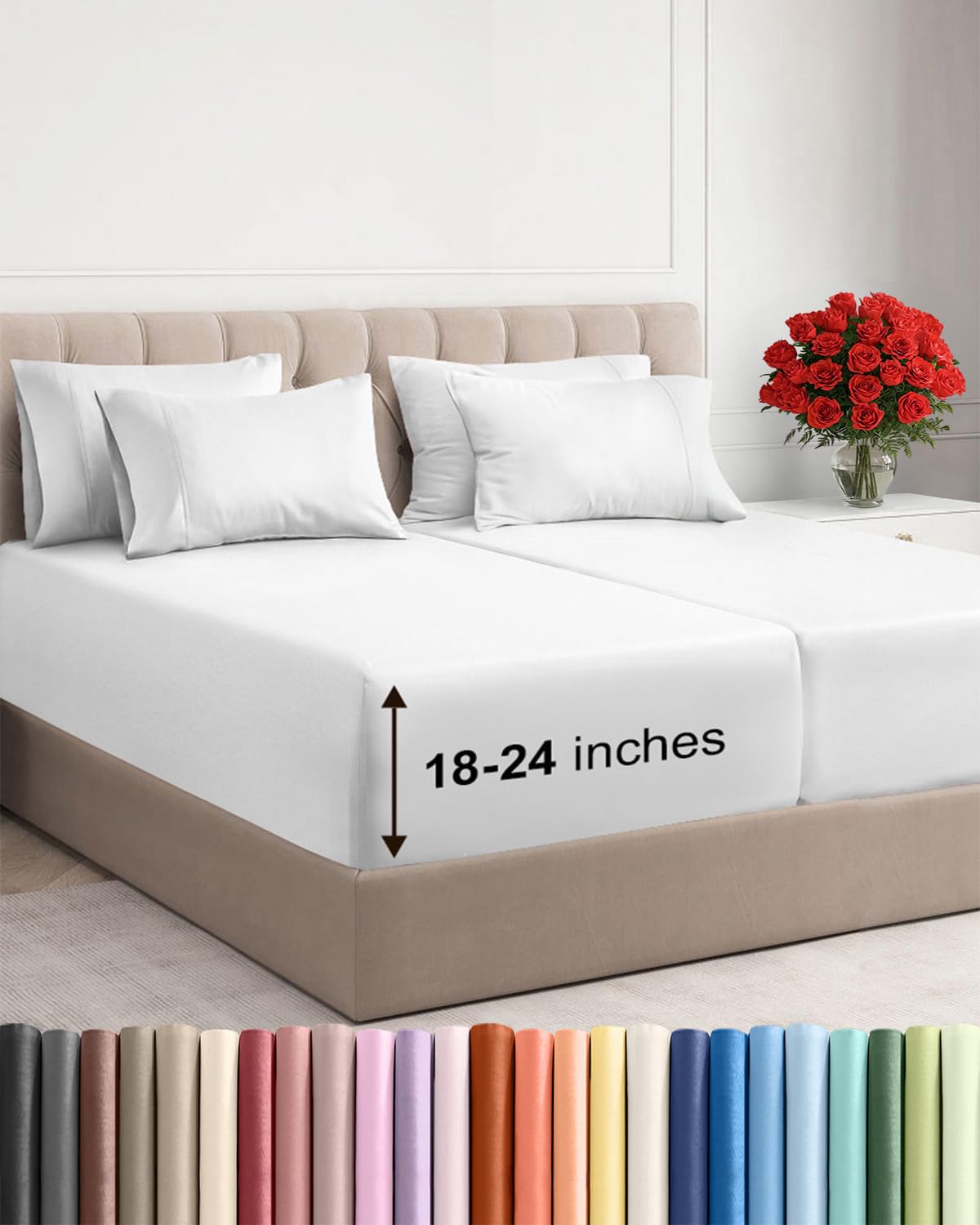 Extra Deep Queen Sheet Set - 6 Piece Breathable and Cooling Sheets - Hotel Luxury Bedding for Women, Men, Kids & Teens - Easy & Secure Fit - Soft, Wrinkle Free and Comfy - Extra Deep Pockets - Coral