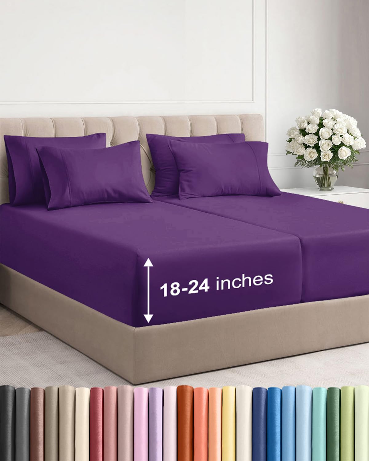 Extra Deep Queen Sheet Set - 6 Piece Breathable and Cooling Sheets - Hotel Luxury Bedding for Women, Men, Kids & Teens - Easy & Secure Fit - Soft, Wrinkle Free and Comfy - Extra Deep Pockets - Coral