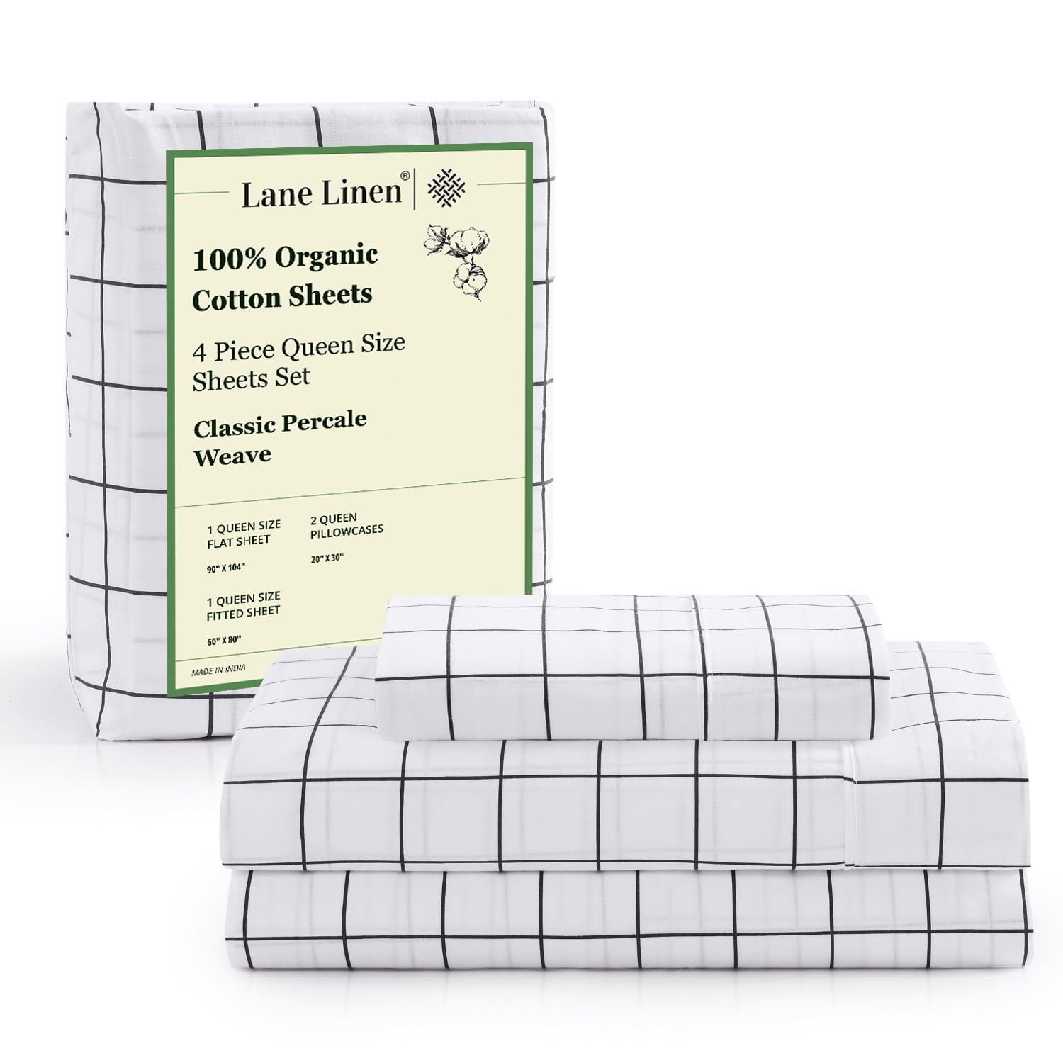 LANE LINEN Eco Friendly 100% Organic Cotton Twin Sheet Set, Hotel Quality Premium Bedding Sheets & Pillowcases Set Twin Size, Soft & Comfy Percale Sheets, Machine Wash Bed Sheets- Sepia Rose