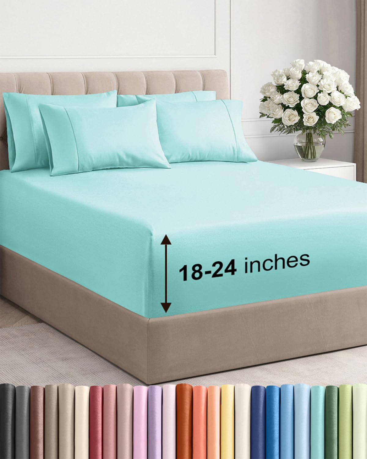 Extra Deep Queen Sheet Set - 6 Piece Breathable and Cooling Sheets - Hotel Luxury Bedding for Women, Men, Kids & Teens - Easy & Secure Fit - Soft, Wrinkle Free and Comfy - Extra Deep Pockets - Coral