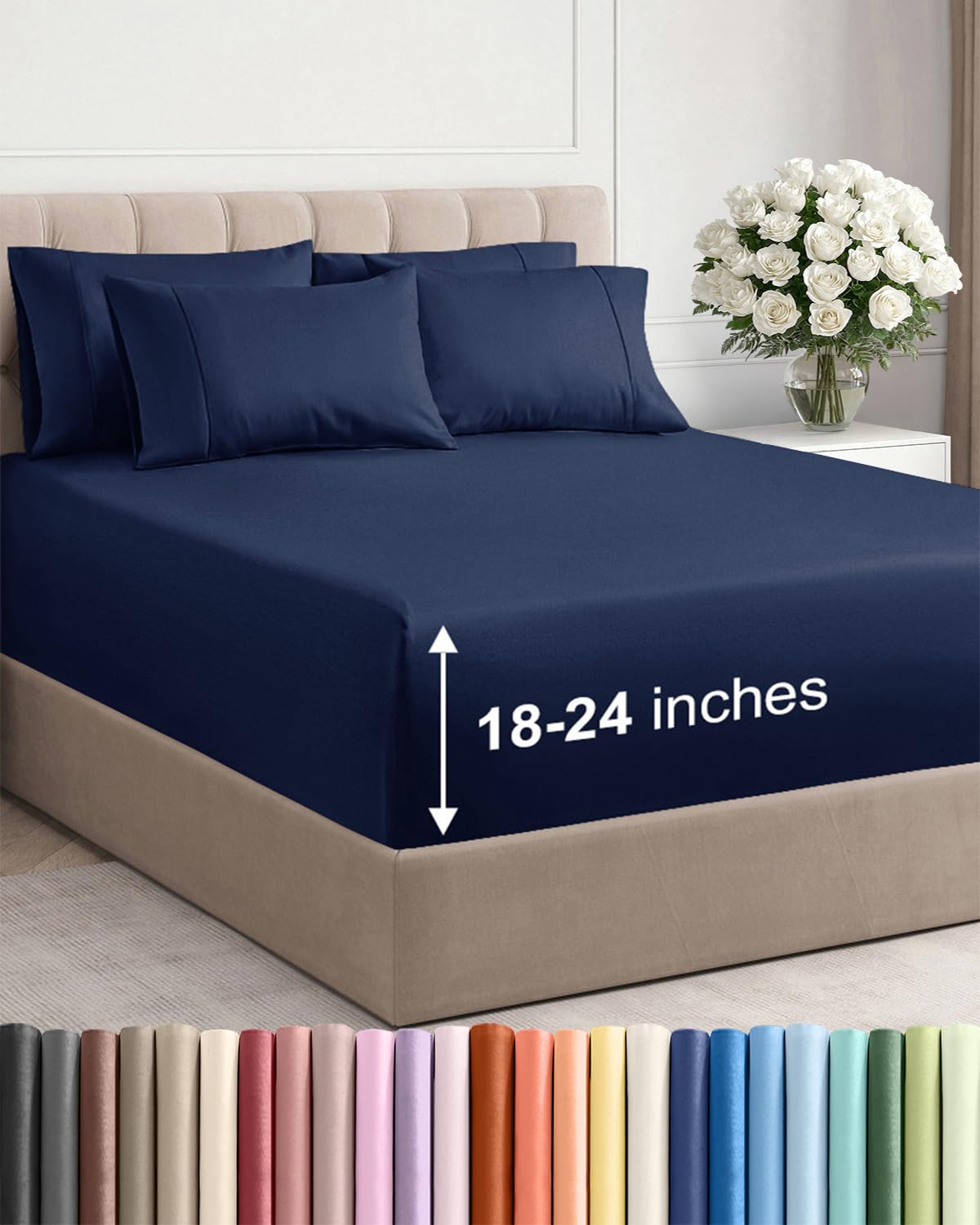 Extra Deep Queen Sheet Set - 6 Piece Breathable and Cooling Sheets - Hotel Luxury Bedding for Women, Men, Kids & Teens - Easy & Secure Fit - Soft, Wrinkle Free and Comfy - Extra Deep Pockets - Coral