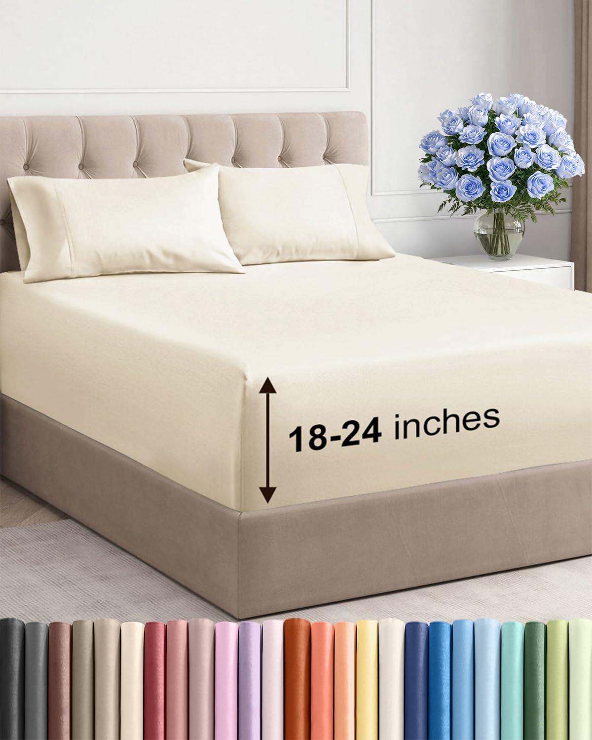 Extra Deep Queen Sheet Set - 6 Piece Breathable and Cooling Sheets - Hotel Luxury Bedding for Women, Men, Kids & Teens - Easy & Secure Fit - Soft, Wrinkle Free and Comfy - Extra Deep Pockets - Coral