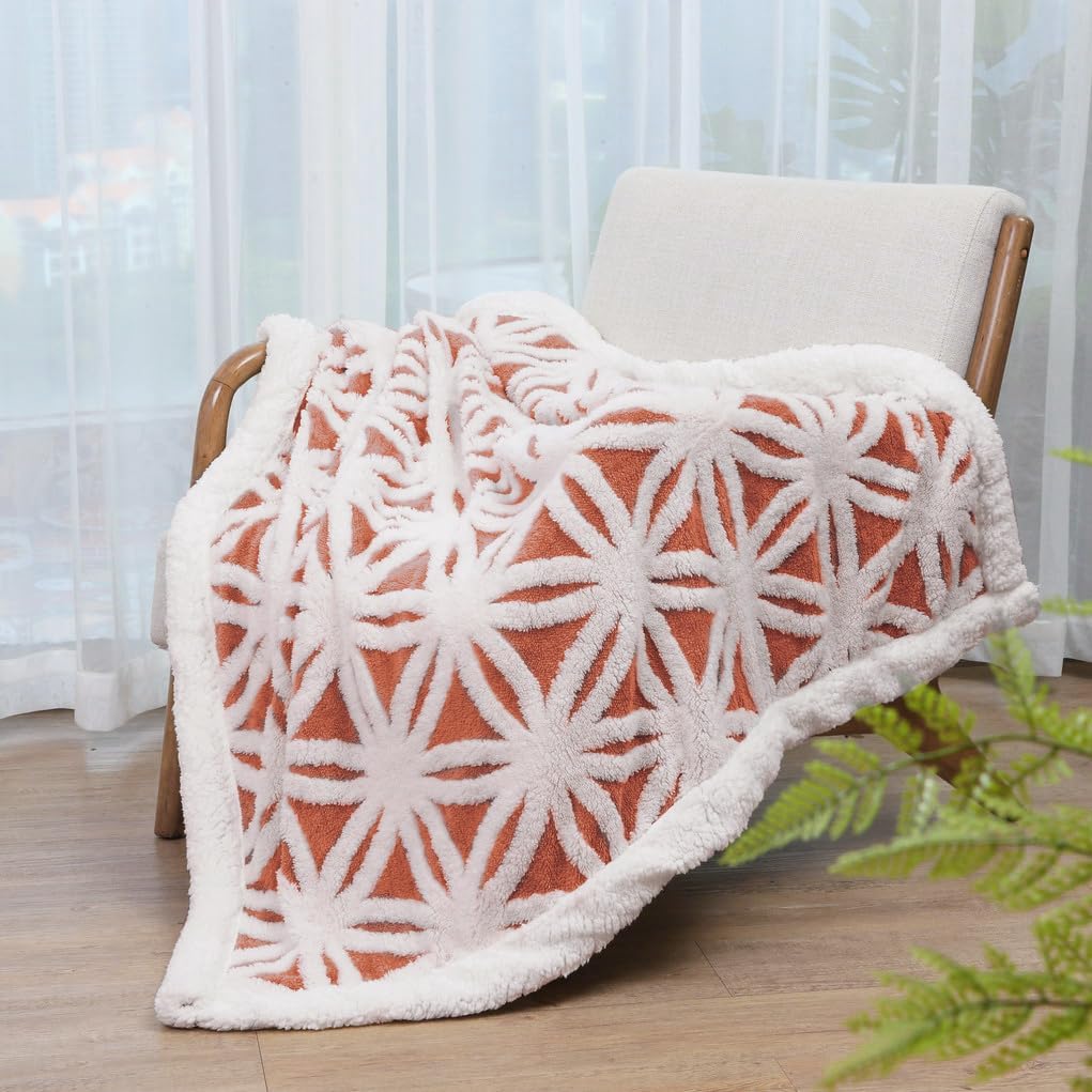 LOMAO Sherpa Fleece Blanket Fuzzy Soft Throw Blanket Dual Sided Blanket for Couch Sofa Bed (Coral, 51"x63")