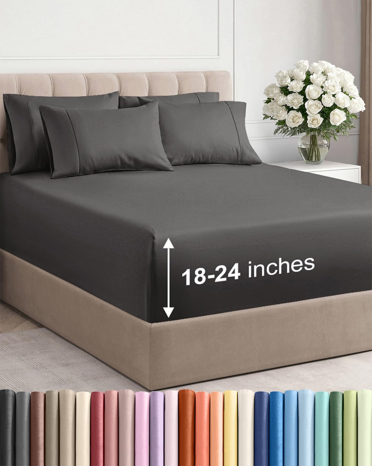 Extra Deep Queen Sheet Set - 6 Piece Breathable and Cooling Sheets - Hotel Luxury Bedding for Women, Men, Kids & Teens - Easy & Secure Fit - Soft, Wrinkle Free and Comfy - Extra Deep Pockets - Coral