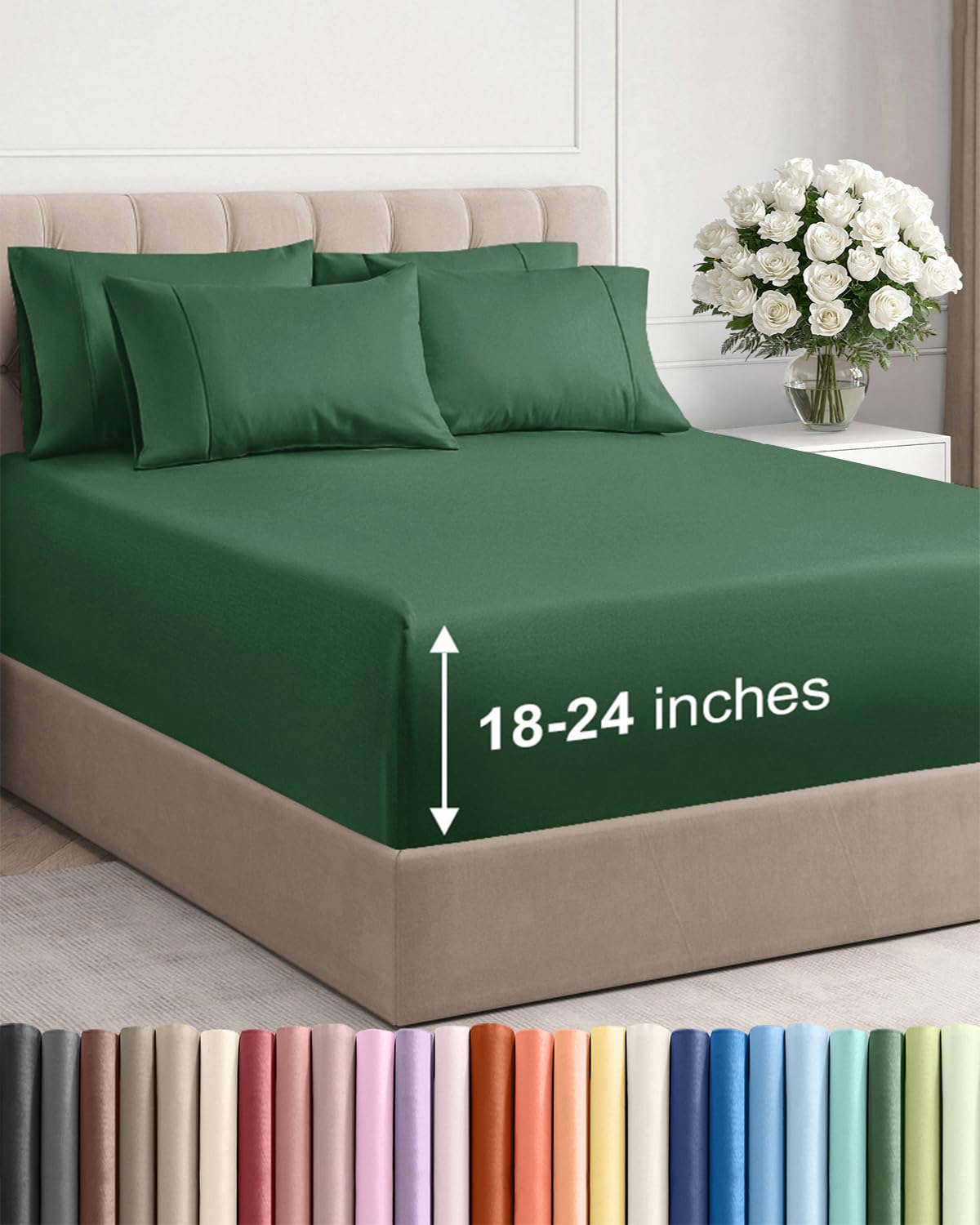 Extra Deep Queen Sheet Set - 6 Piece Breathable and Cooling Sheets - Hotel Luxury Bedding for Women, Men, Kids & Teens - Easy & Secure Fit - Soft, Wrinkle Free and Comfy - Extra Deep Pockets - Coral