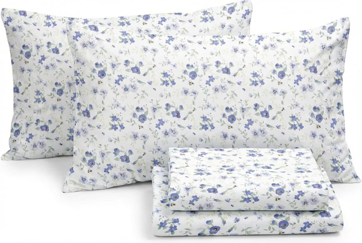 Linen Market 4 Piece Queen Sheet Set - Breathable, Double-Brushed Patterned Cooling Sheets – Oeko-TEX Certified Ultra Soft & Wrinkle-Free 16" Deep-Pocket Queen Sheets - Easy Care Soft Floral Pink
