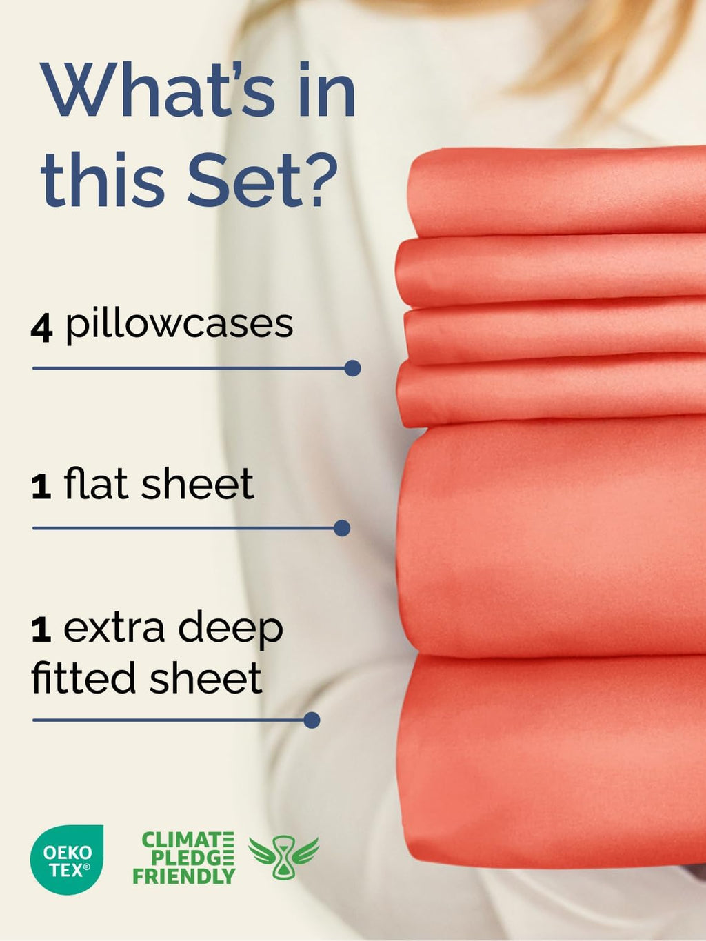 Extra Deep Queen Sheet Set - 6 Piece Breathable and Cooling Sheets - Hotel Luxury Bedding for Women, Men, Kids & Teens - Easy & Secure Fit - Soft, Wrinkle Free and Comfy - Extra Deep Pockets - Coral