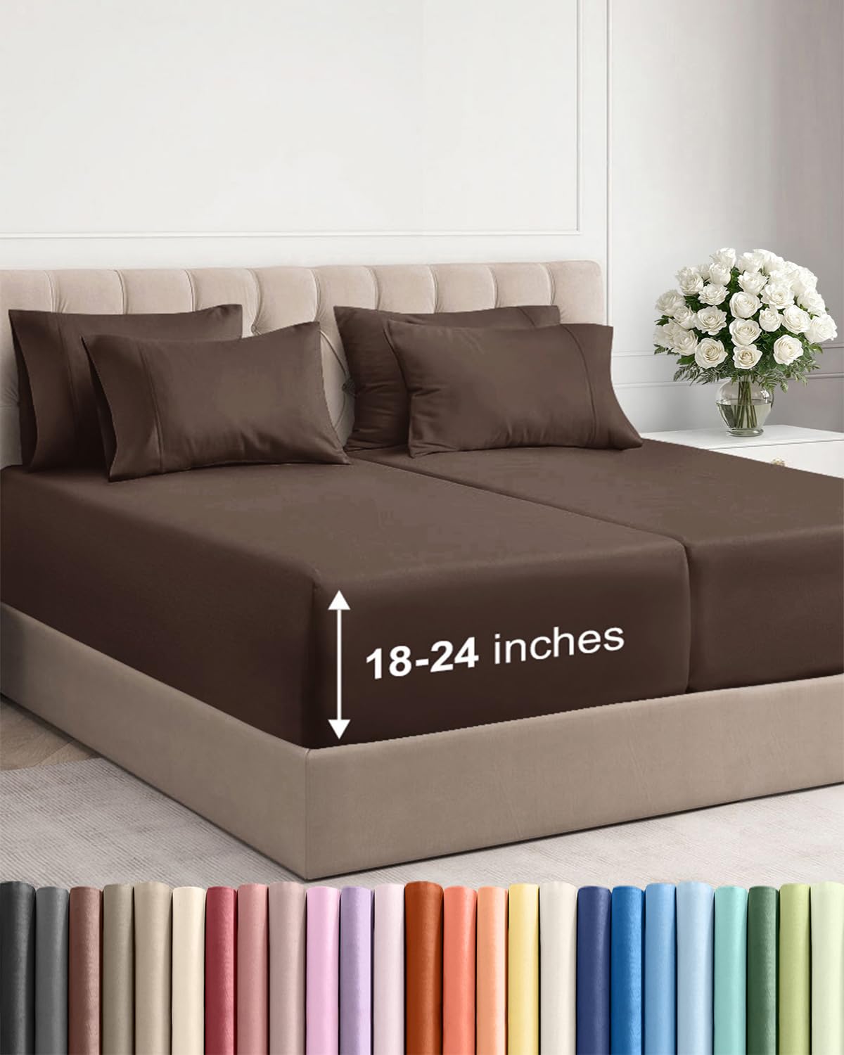 Extra Deep Queen Sheet Set - 6 Piece Breathable and Cooling Sheets - Hotel Luxury Bedding for Women, Men, Kids & Teens - Easy & Secure Fit - Soft, Wrinkle Free and Comfy - Extra Deep Pockets - Coral
