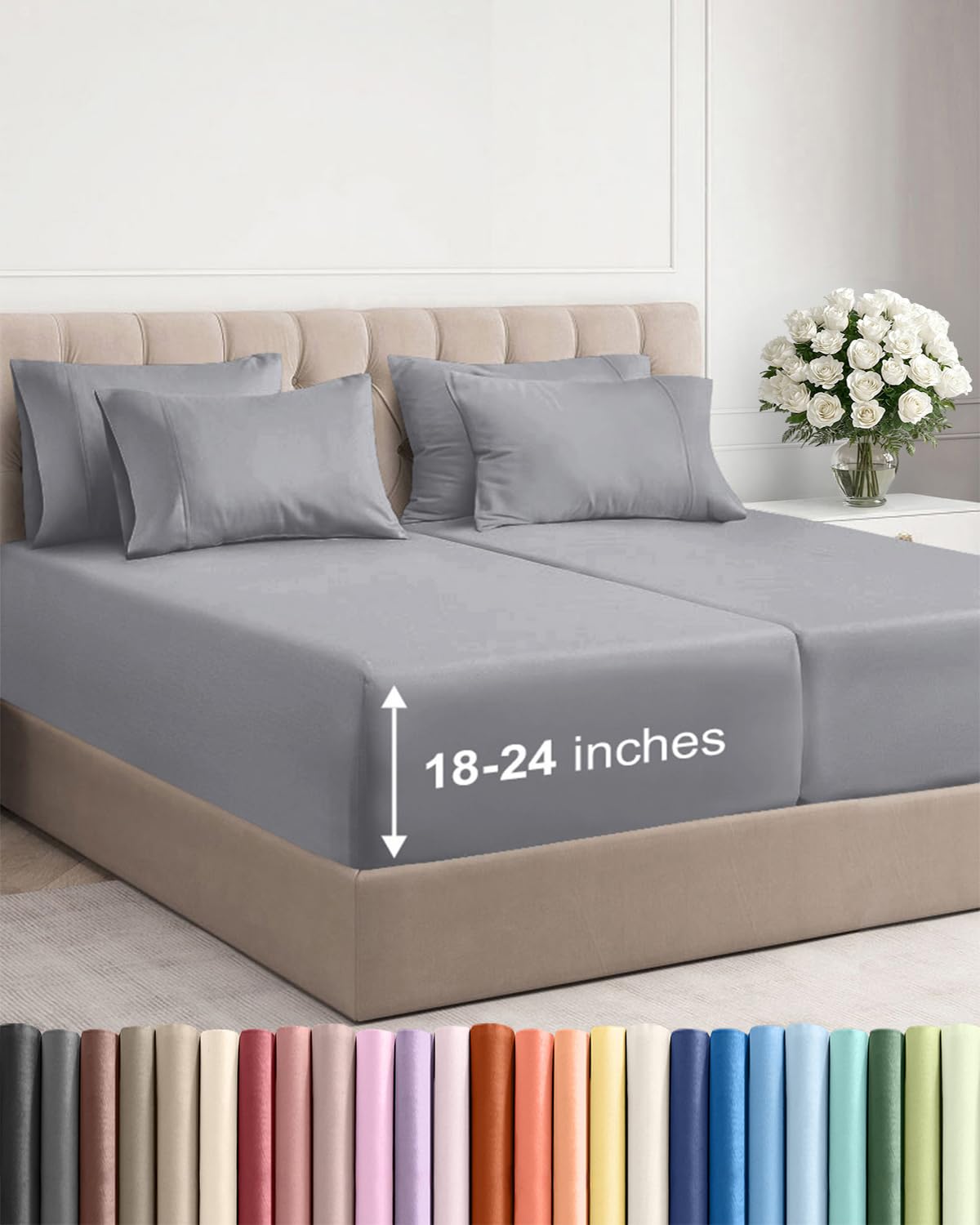 Extra Deep Queen Sheet Set - 6 Piece Breathable and Cooling Sheets - Hotel Luxury Bedding for Women, Men, Kids & Teens - Easy & Secure Fit - Soft, Wrinkle Free and Comfy - Extra Deep Pockets - Coral