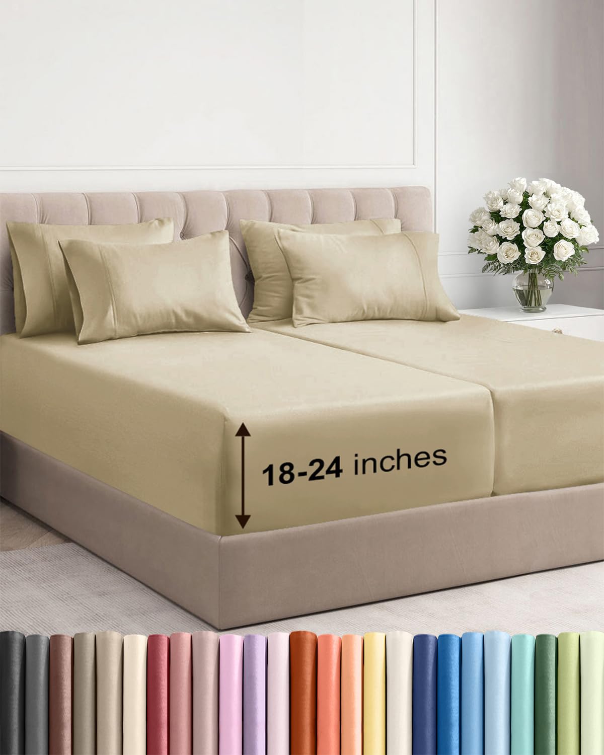 Extra Deep Queen Sheet Set - 6 Piece Breathable and Cooling Sheets - Hotel Luxury Bedding for Women, Men, Kids & Teens - Easy & Secure Fit - Soft, Wrinkle Free and Comfy - Extra Deep Pockets - Coral