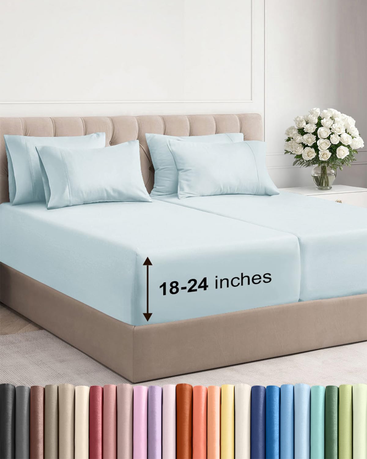 Extra Deep Queen Sheet Set - 6 Piece Breathable and Cooling Sheets - Hotel Luxury Bedding for Women, Men, Kids & Teens - Easy & Secure Fit - Soft, Wrinkle Free and Comfy - Extra Deep Pockets - Coral