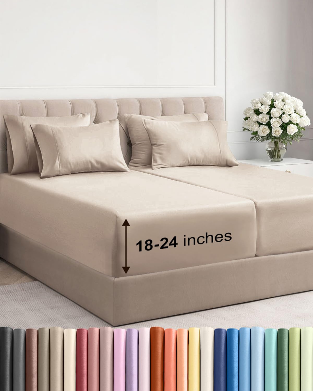 Extra Deep Queen Sheet Set - 6 Piece Breathable and Cooling Sheets - Hotel Luxury Bedding for Women, Men, Kids & Teens - Easy & Secure Fit - Soft, Wrinkle Free and Comfy - Extra Deep Pockets - Coral