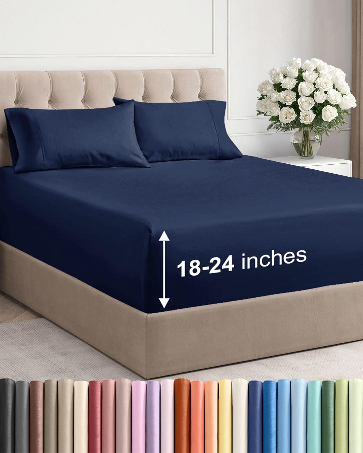 Extra Deep Queen Sheet Set - 6 Piece Breathable and Cooling Sheets - Hotel Luxury Bedding for Women, Men, Kids & Teens - Easy & Secure Fit - Soft, Wrinkle Free and Comfy - Extra Deep Pockets - Coral