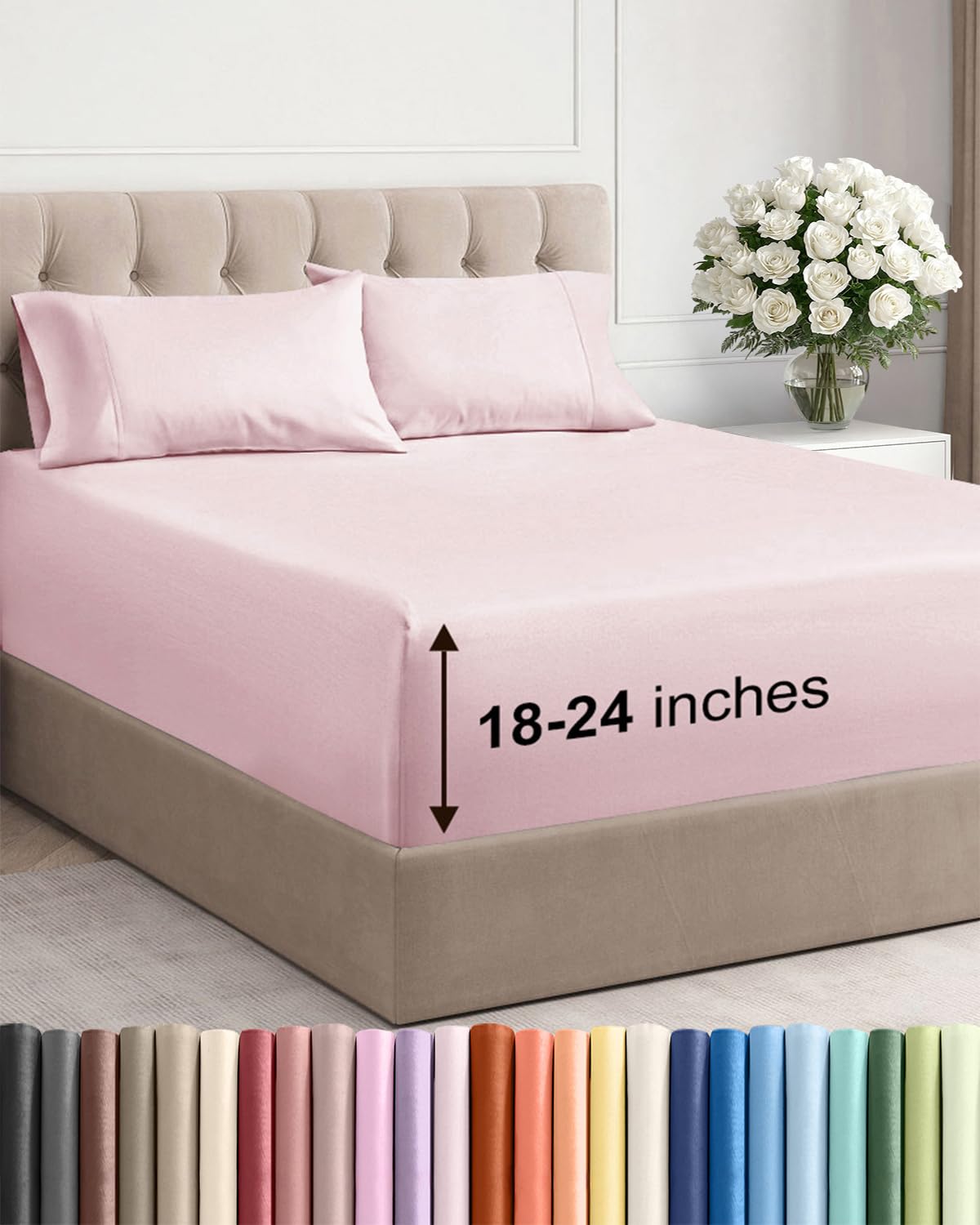 Extra Deep Queen Sheet Set - 6 Piece Breathable and Cooling Sheets - Hotel Luxury Bedding for Women, Men, Kids & Teens - Easy & Secure Fit - Soft, Wrinkle Free and Comfy - Extra Deep Pockets - Coral