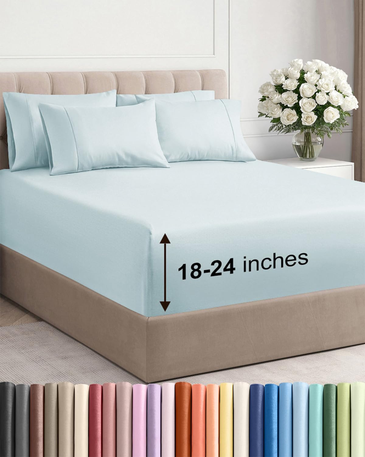 Extra Deep Queen Sheet Set - 6 Piece Breathable and Cooling Sheets - Hotel Luxury Bedding for Women, Men, Kids & Teens - Easy & Secure Fit - Soft, Wrinkle Free and Comfy - Extra Deep Pockets - Coral