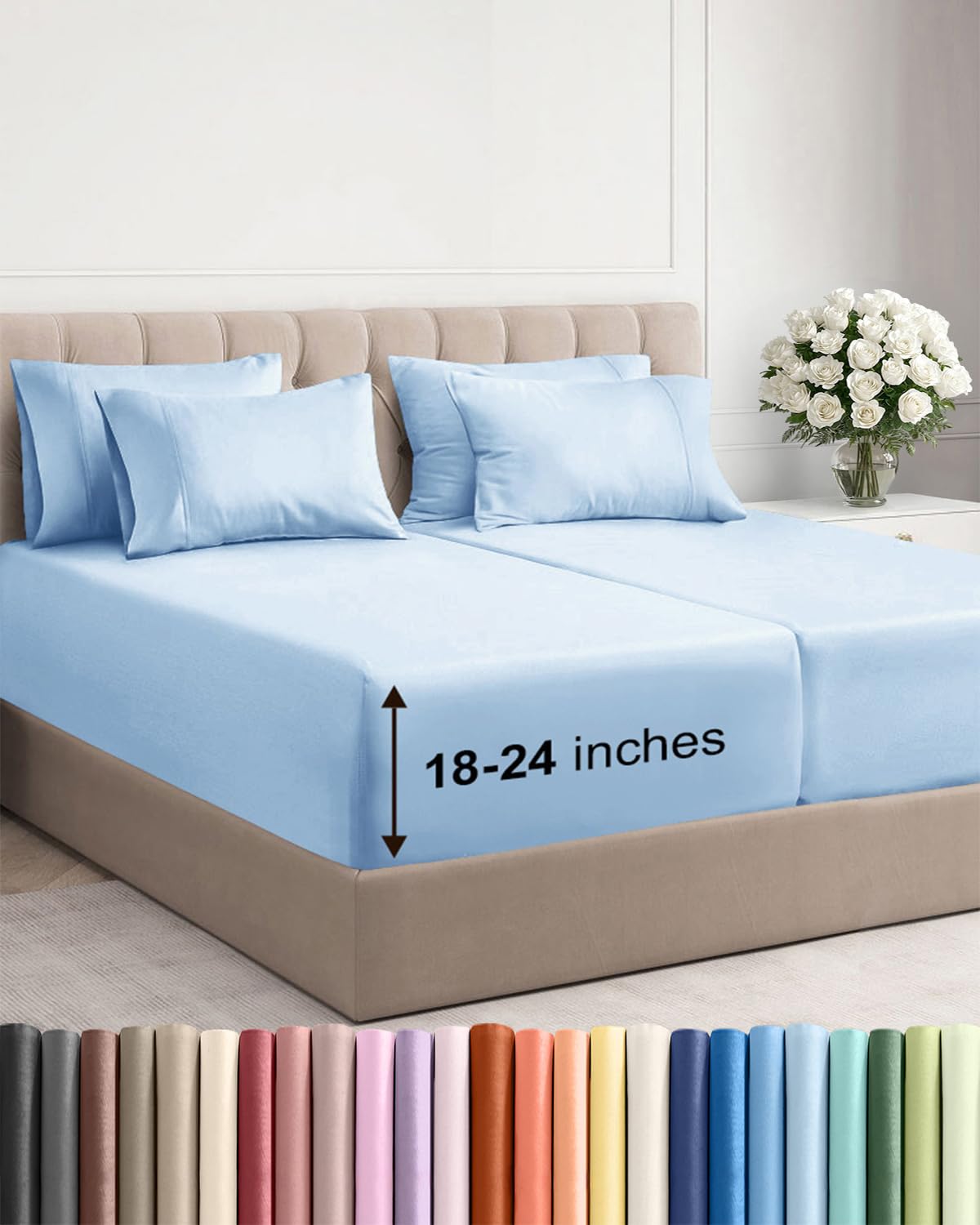 Extra Deep Queen Sheet Set - 6 Piece Breathable and Cooling Sheets - Hotel Luxury Bedding for Women, Men, Kids & Teens - Easy & Secure Fit - Soft, Wrinkle Free and Comfy - Extra Deep Pockets - Coral