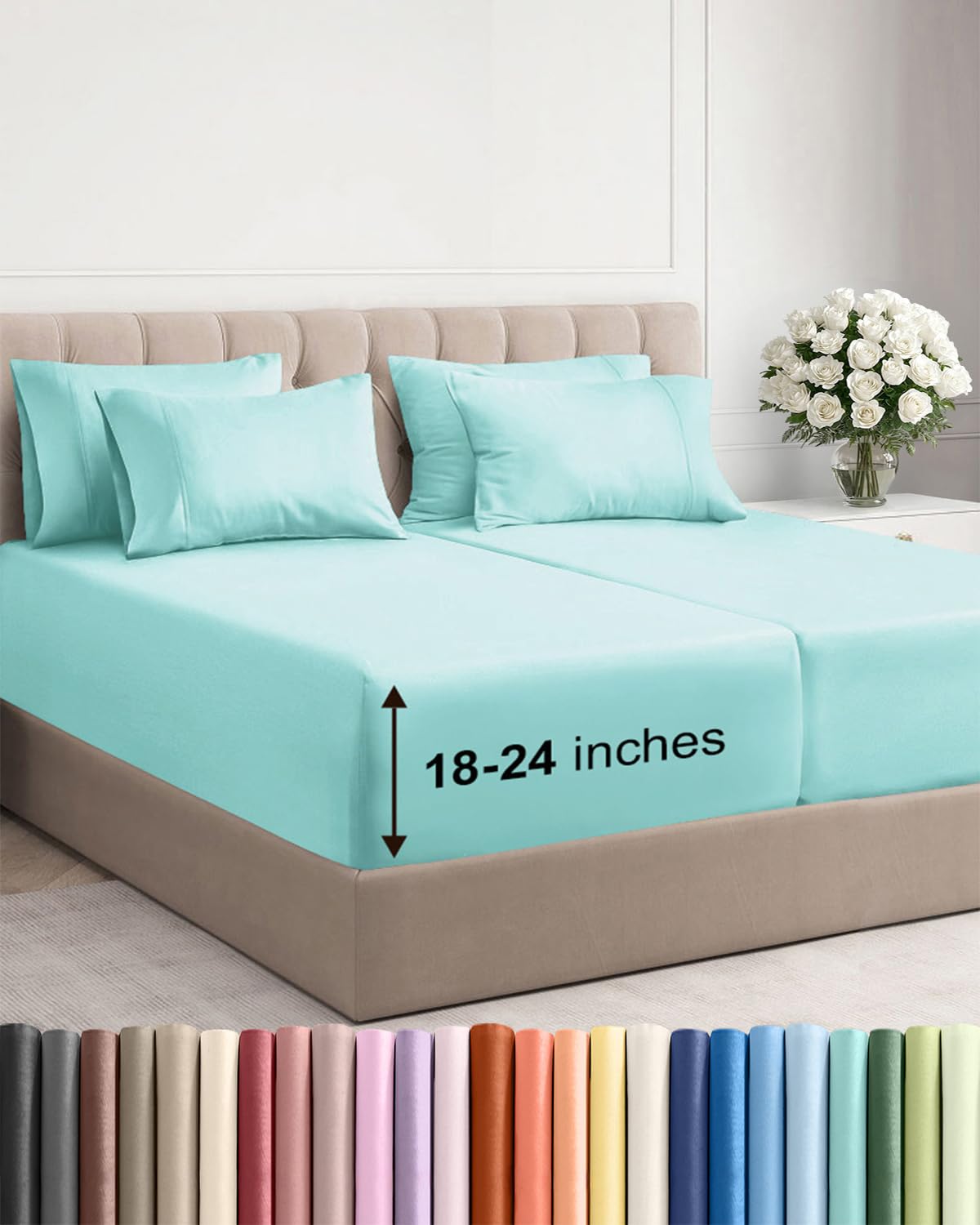 Extra Deep Queen Sheet Set - 6 Piece Breathable and Cooling Sheets - Hotel Luxury Bedding for Women, Men, Kids & Teens - Easy & Secure Fit - Soft, Wrinkle Free and Comfy - Extra Deep Pockets - Coral