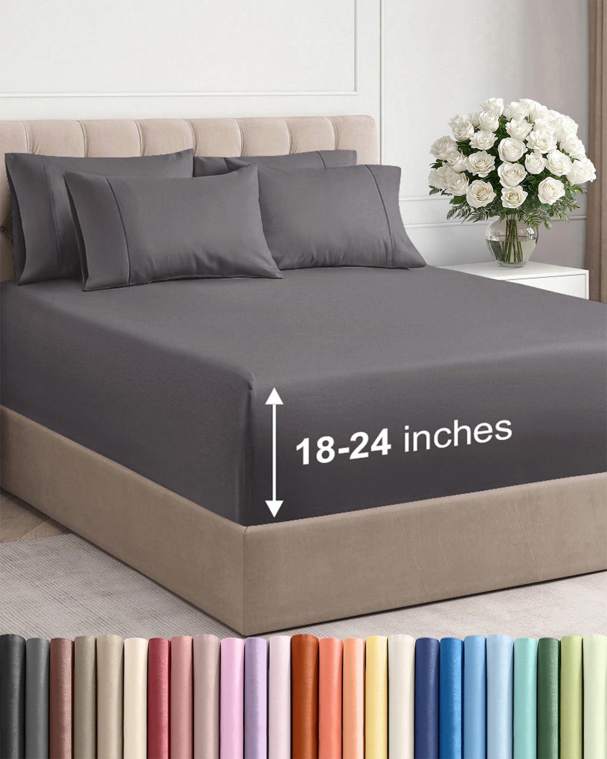 Extra Deep Queen Sheet Set - 6 Piece Breathable and Cooling Sheets - Hotel Luxury Bedding for Women, Men, Kids & Teens - Easy & Secure Fit - Soft, Wrinkle Free and Comfy - Extra Deep Pockets - Coral