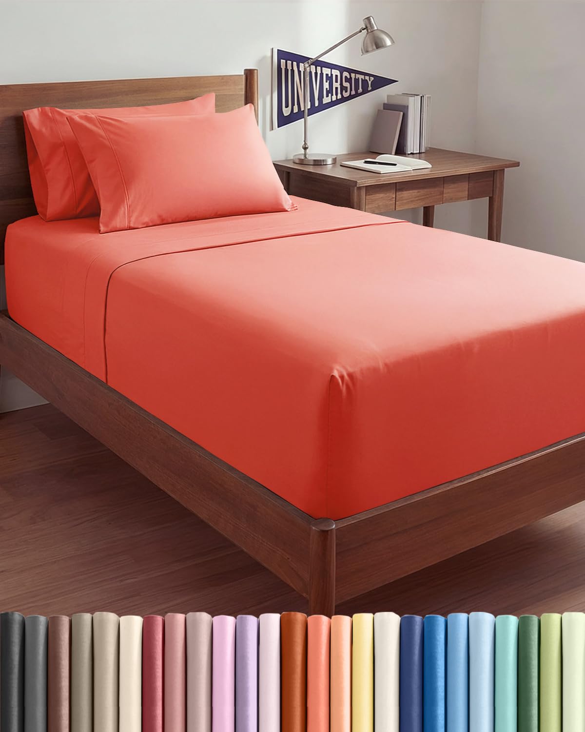 Extra Deep Queen Sheet Set - 6 Piece Breathable and Cooling Sheets - Hotel Luxury Bedding for Women, Men, Kids & Teens - Easy & Secure Fit - Soft, Wrinkle Free and Comfy - Extra Deep Pockets - Coral
