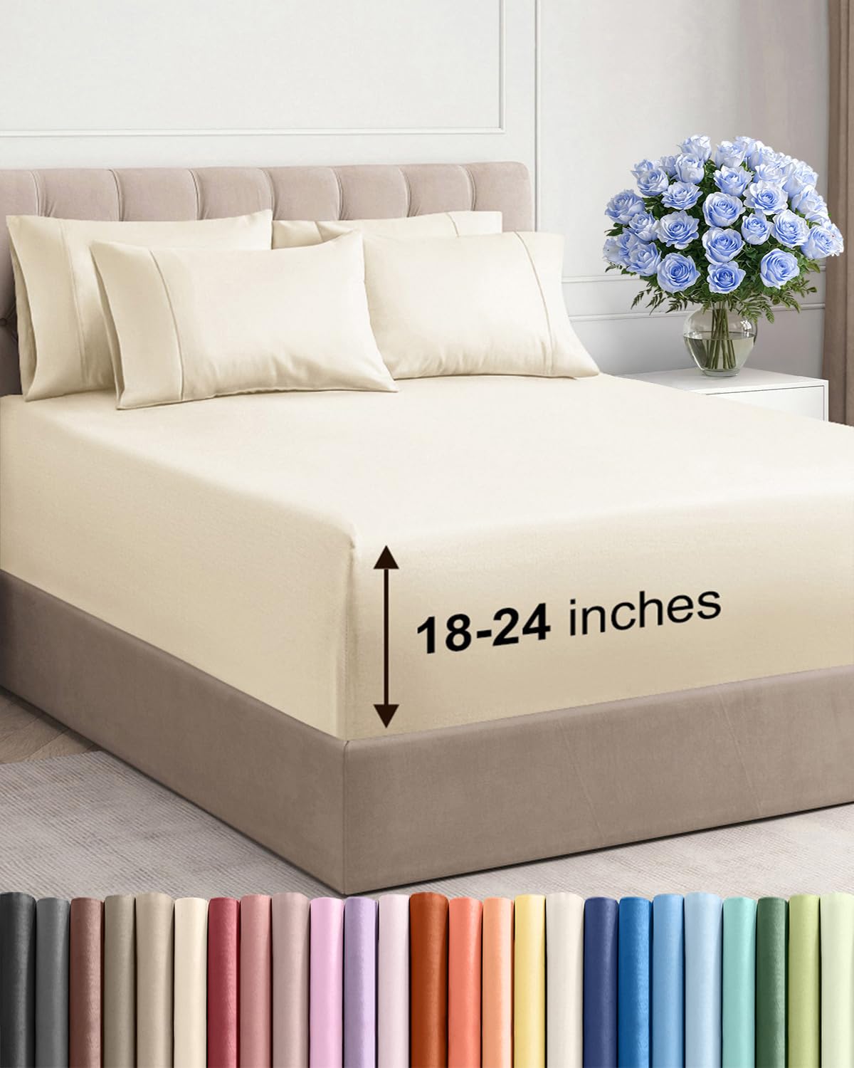 Extra Deep Queen Sheet Set - 6 Piece Breathable and Cooling Sheets - Hotel Luxury Bedding for Women, Men, Kids & Teens - Easy & Secure Fit - Soft, Wrinkle Free and Comfy - Extra Deep Pockets - Coral