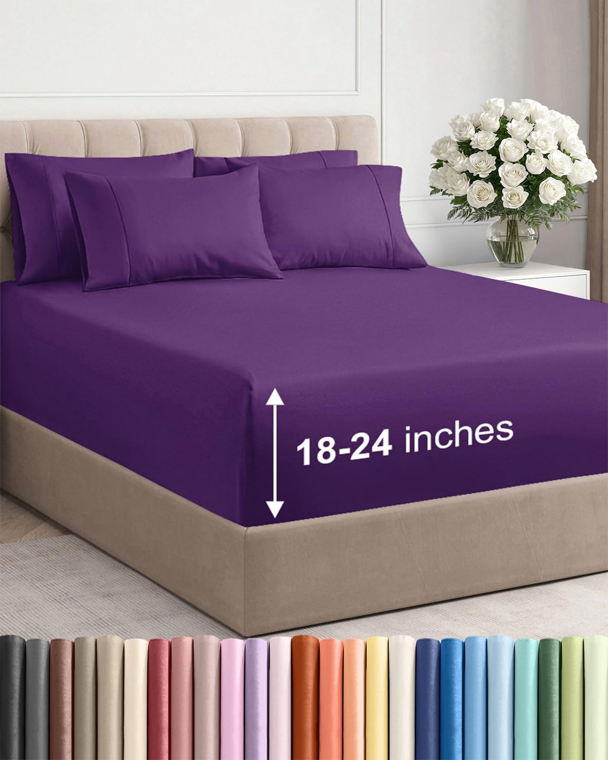 Extra Deep Queen Sheet Set - 6 Piece Breathable and Cooling Sheets - Hotel Luxury Bedding for Women, Men, Kids & Teens - Easy & Secure Fit - Soft, Wrinkle Free and Comfy - Extra Deep Pockets - Coral