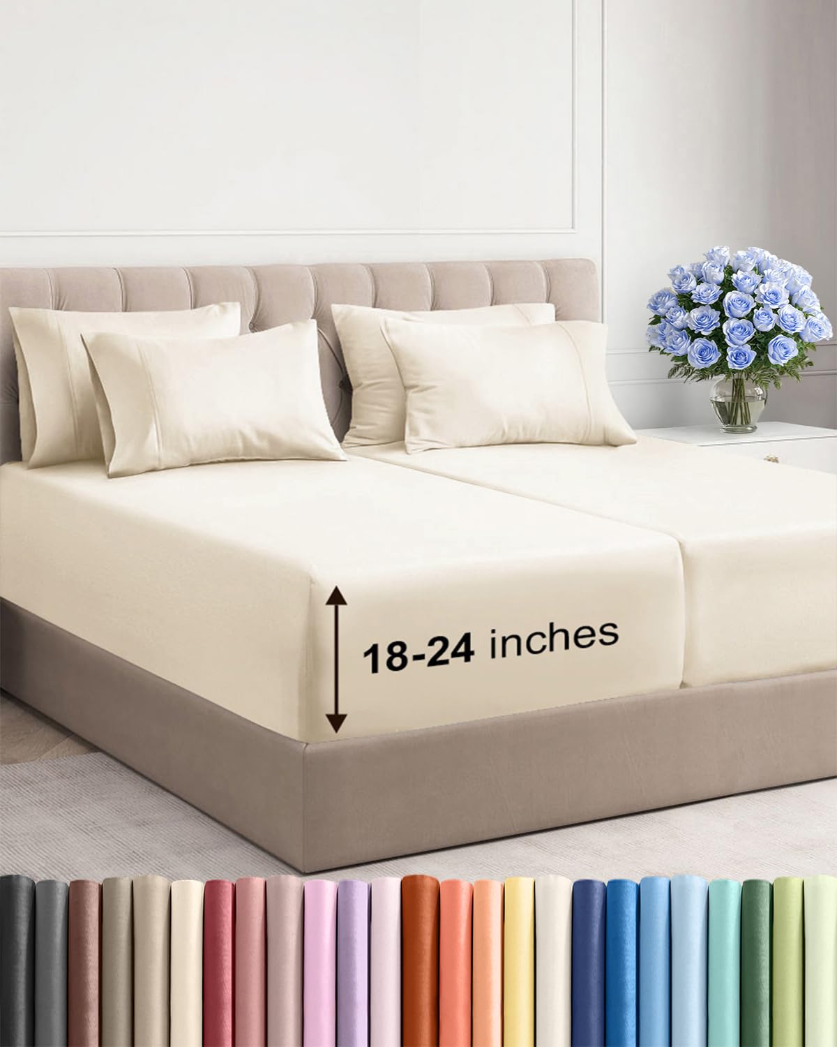 Extra Deep Queen Sheet Set - 6 Piece Breathable and Cooling Sheets - Hotel Luxury Bedding for Women, Men, Kids & Teens - Easy & Secure Fit - Soft, Wrinkle Free and Comfy - Extra Deep Pockets - Coral