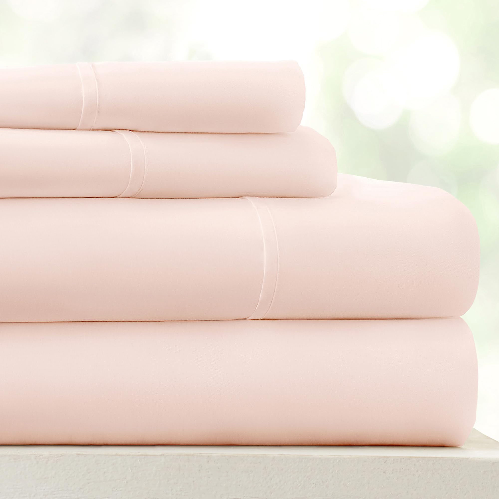 Linen Market 4 Piece Queen Sheet Set - Breathable, Double-Brushed Patterned Cooling Sheets – Oeko-TEX Certified Ultra Soft & Wrinkle-Free 16" Deep-Pocket Queen Sheets - Easy Care Soft Floral Pink