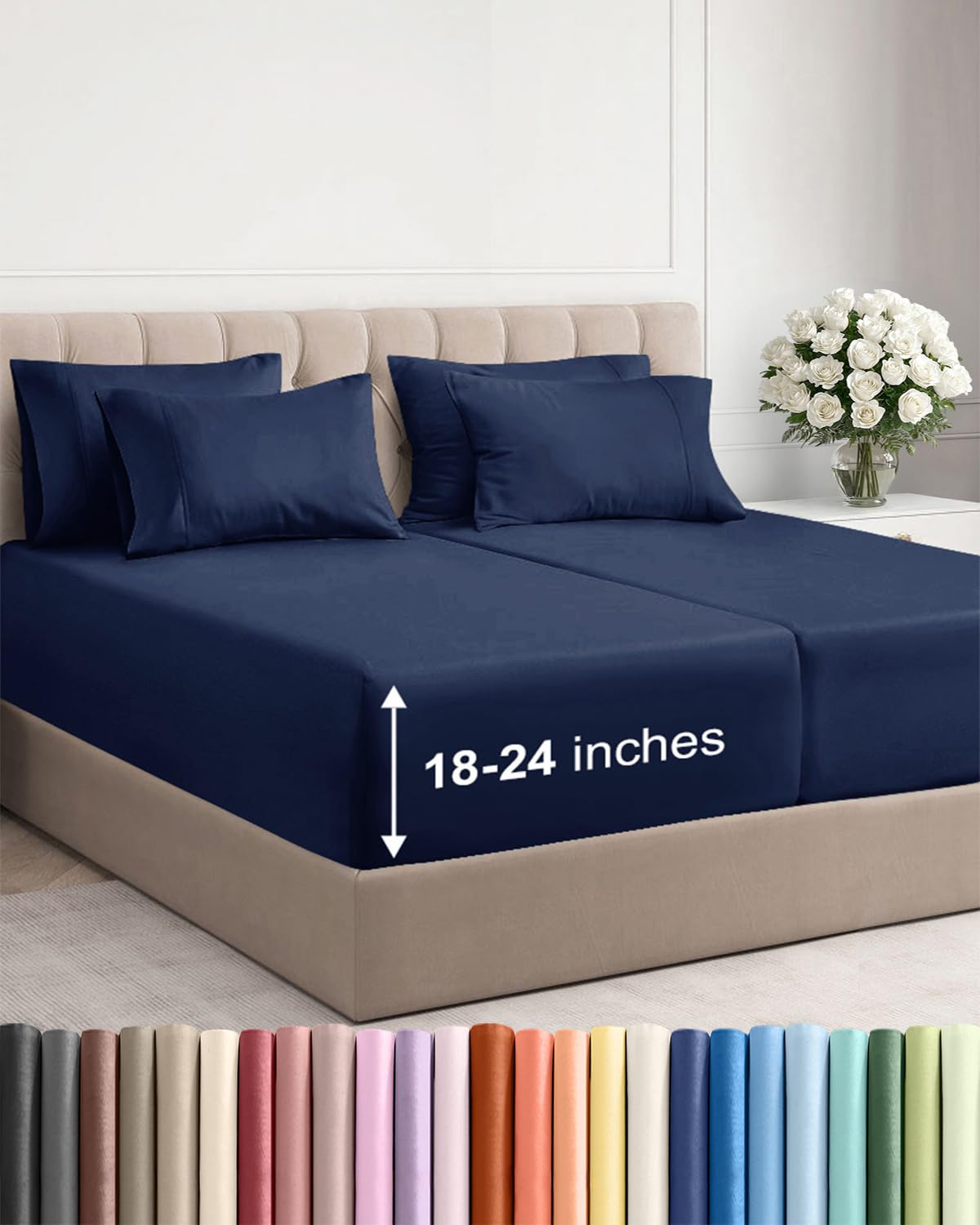 Extra Deep Queen Sheet Set - 6 Piece Breathable and Cooling Sheets - Hotel Luxury Bedding for Women, Men, Kids & Teens - Easy & Secure Fit - Soft, Wrinkle Free and Comfy - Extra Deep Pockets - Coral