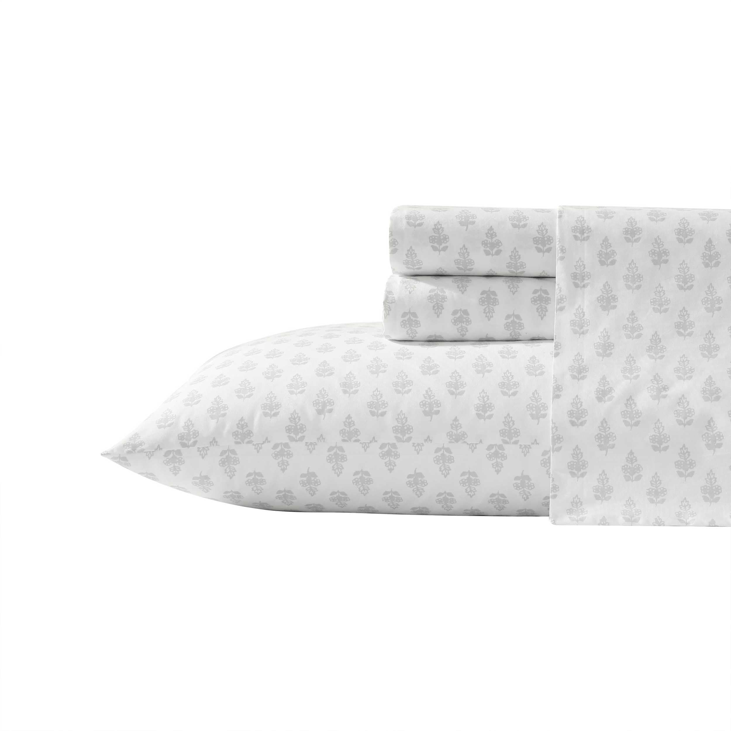 Laura Ashley - Queen Sheet Set, Crisp & Cool Sheets w/a Naturally Smooth Cotton Percale Feel, Deep Pocket, Bed Sheets with Matching Pillowcases & Fitted Sheet (Francesca Blue)