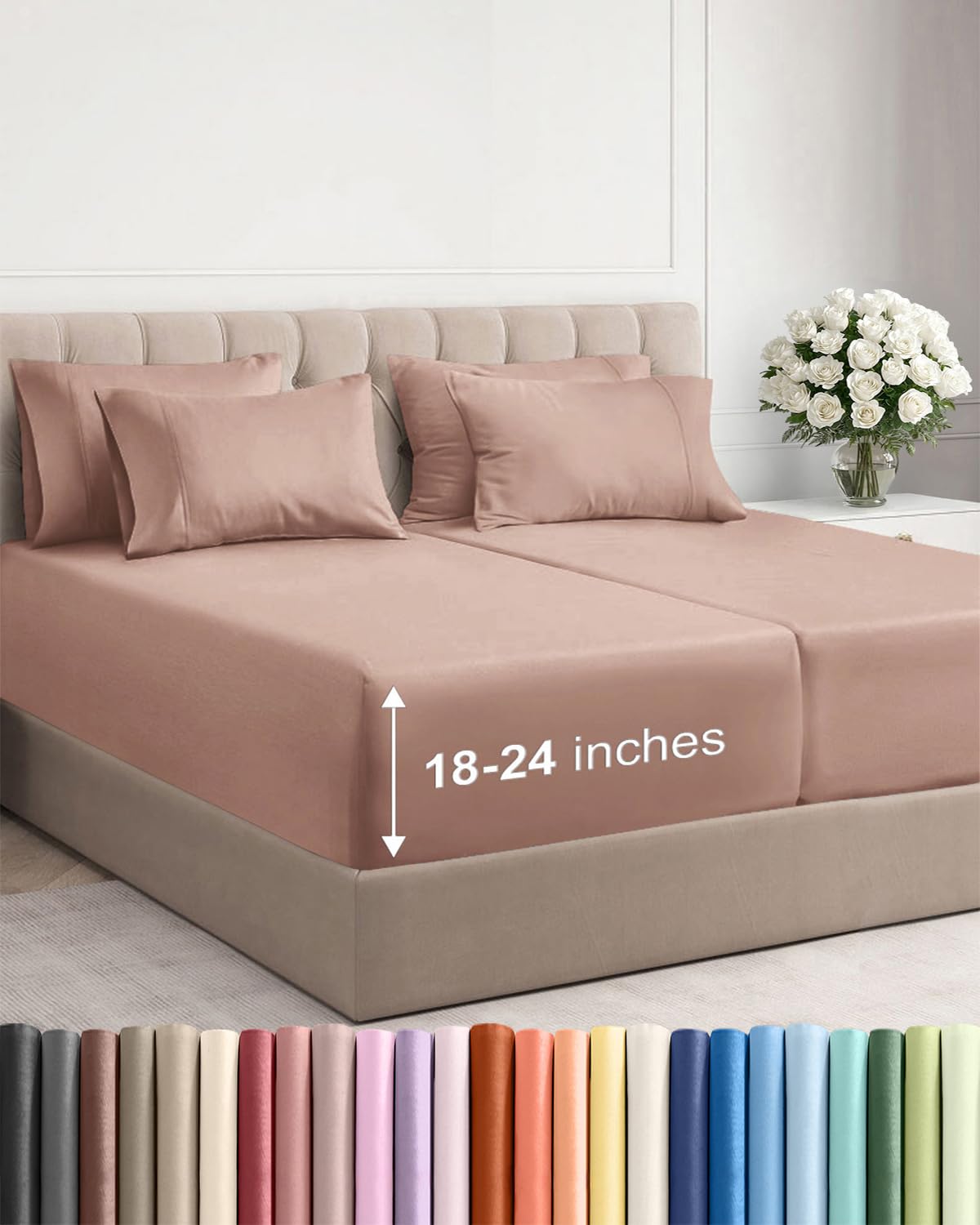 Extra Deep Queen Sheet Set - 6 Piece Breathable and Cooling Sheets - Hotel Luxury Bedding for Women, Men, Kids & Teens - Easy & Secure Fit - Soft, Wrinkle Free and Comfy - Extra Deep Pockets - Coral