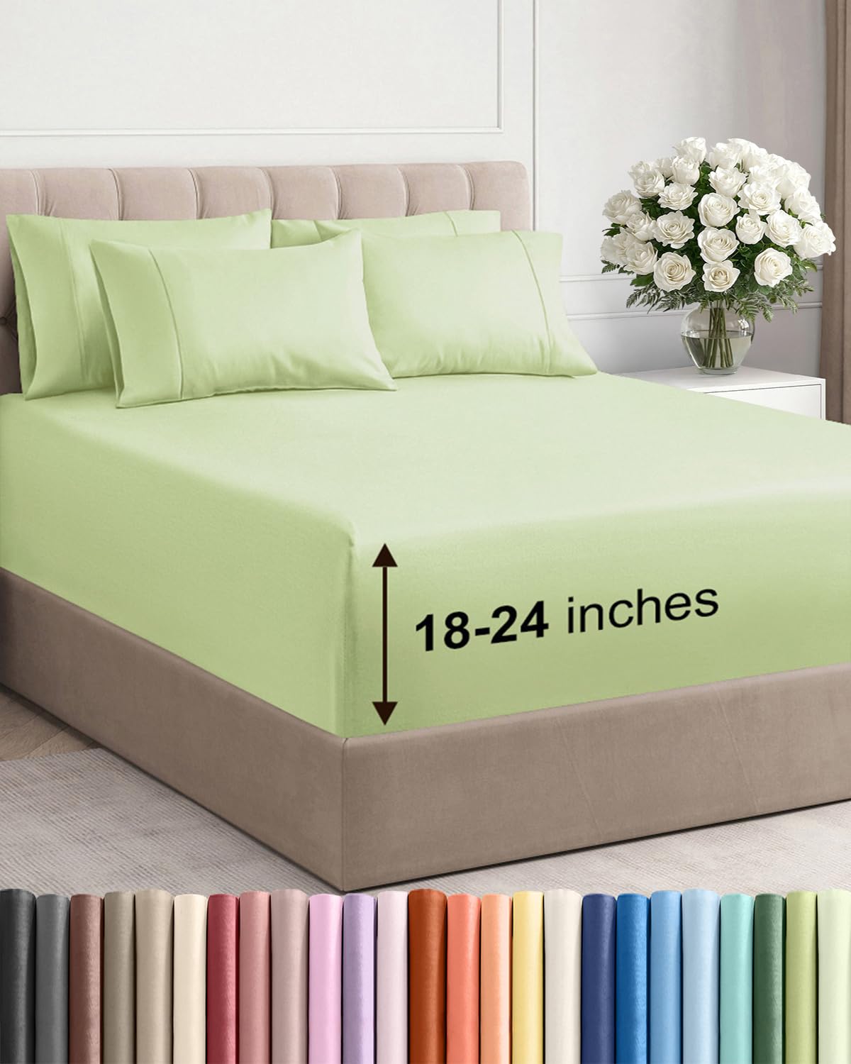 Extra Deep Queen Sheet Set - 6 Piece Breathable and Cooling Sheets - Hotel Luxury Bedding for Women, Men, Kids & Teens - Easy & Secure Fit - Soft, Wrinkle Free and Comfy - Extra Deep Pockets - Coral