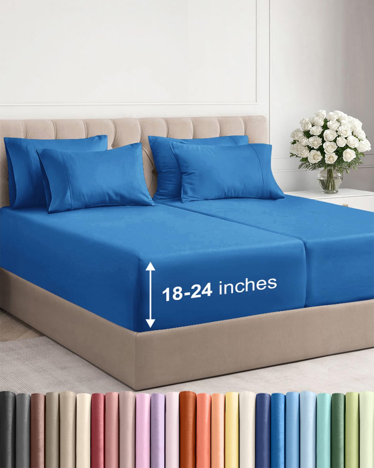 Extra Deep Queen Sheet Set - 6 Piece Breathable and Cooling Sheets - Hotel Luxury Bedding for Women, Men, Kids & Teens - Easy & Secure Fit - Soft, Wrinkle Free and Comfy - Extra Deep Pockets - Coral
