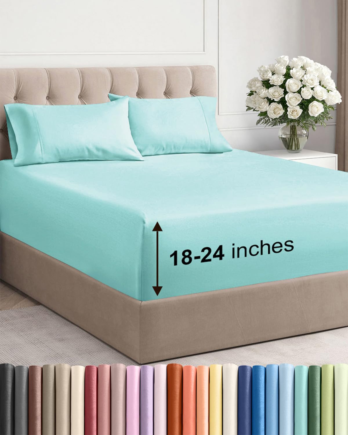 Extra Deep Queen Sheet Set - 6 Piece Breathable and Cooling Sheets - Hotel Luxury Bedding for Women, Men, Kids & Teens - Easy & Secure Fit - Soft, Wrinkle Free and Comfy - Extra Deep Pockets - Coral