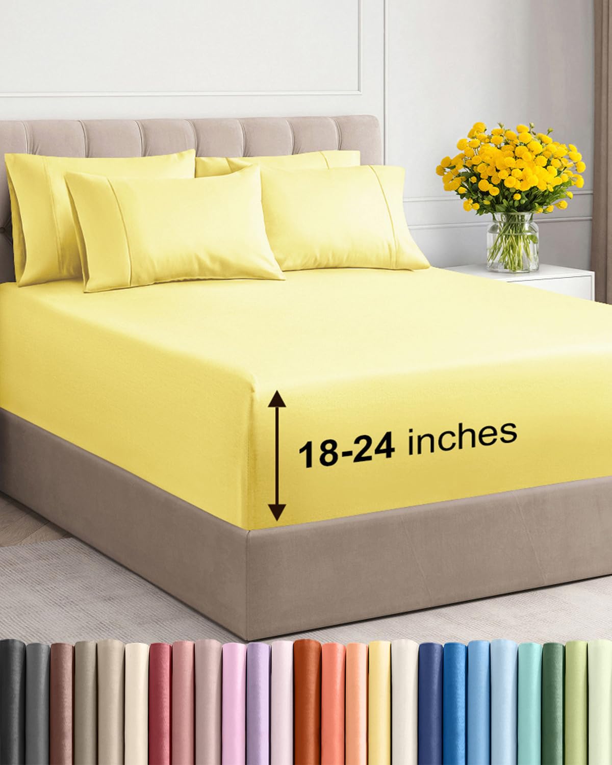 Extra Deep Queen Sheet Set - 6 Piece Breathable and Cooling Sheets - Hotel Luxury Bedding for Women, Men, Kids & Teens - Easy & Secure Fit - Soft, Wrinkle Free and Comfy - Extra Deep Pockets - Coral