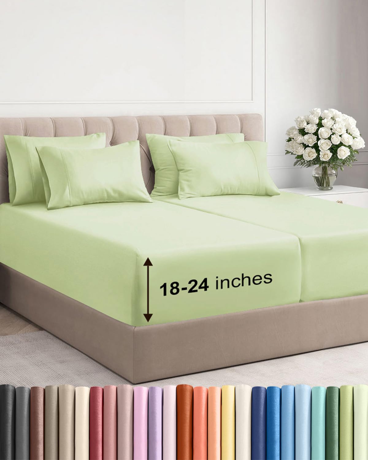Extra Deep Queen Sheet Set - 6 Piece Breathable and Cooling Sheets - Hotel Luxury Bedding for Women, Men, Kids & Teens - Easy & Secure Fit - Soft, Wrinkle Free and Comfy - Extra Deep Pockets - Coral