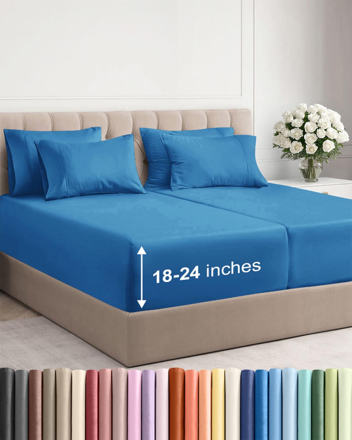 Extra Deep Queen Sheet Set - 6 Piece Breathable and Cooling Sheets - Hotel Luxury Bedding for Women, Men, Kids & Teens - Easy & Secure Fit - Soft, Wrinkle Free and Comfy - Extra Deep Pockets - Coral