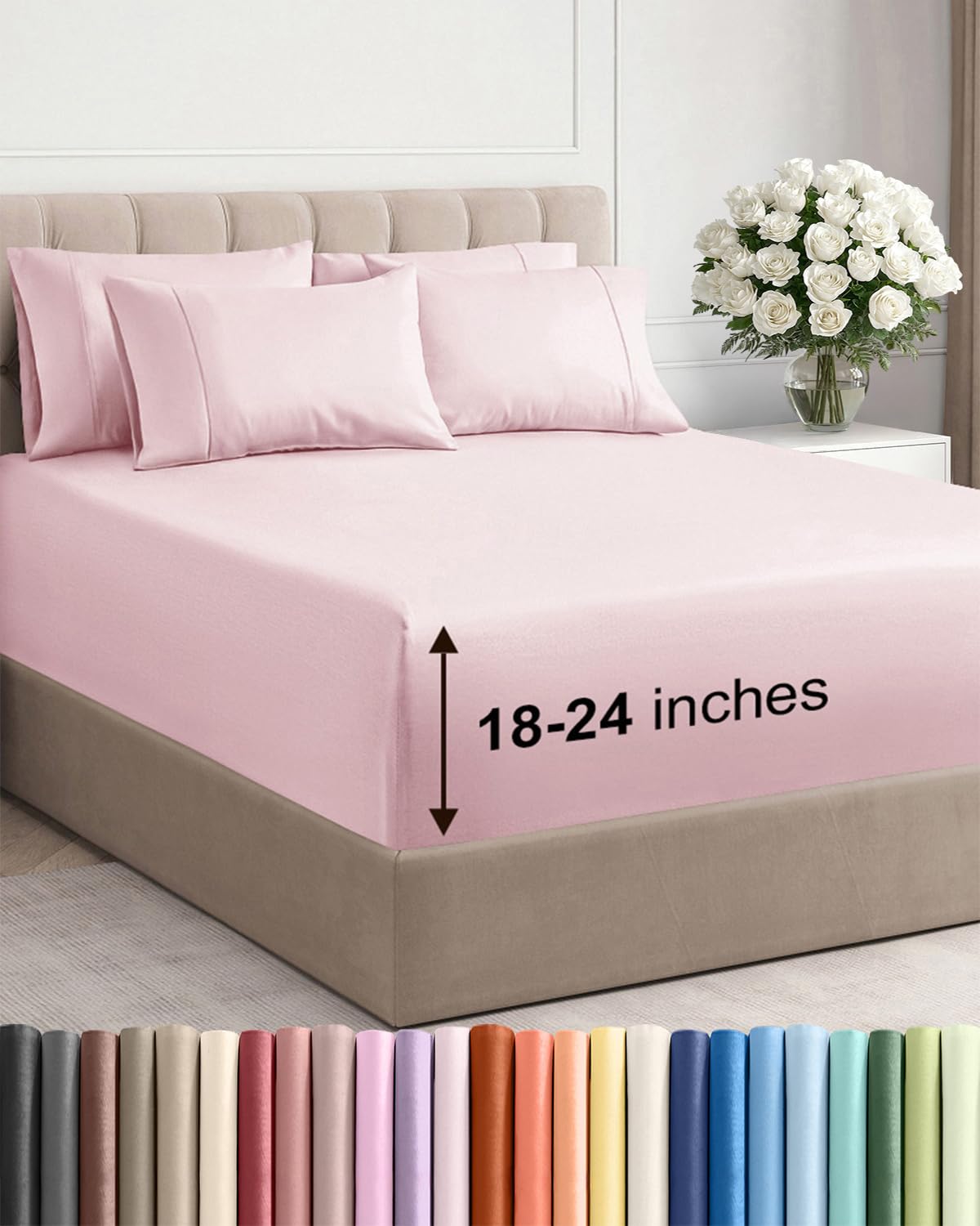 Extra Deep Queen Sheet Set - 6 Piece Breathable and Cooling Sheets - Hotel Luxury Bedding for Women, Men, Kids & Teens - Easy & Secure Fit - Soft, Wrinkle Free and Comfy - Extra Deep Pockets - Coral