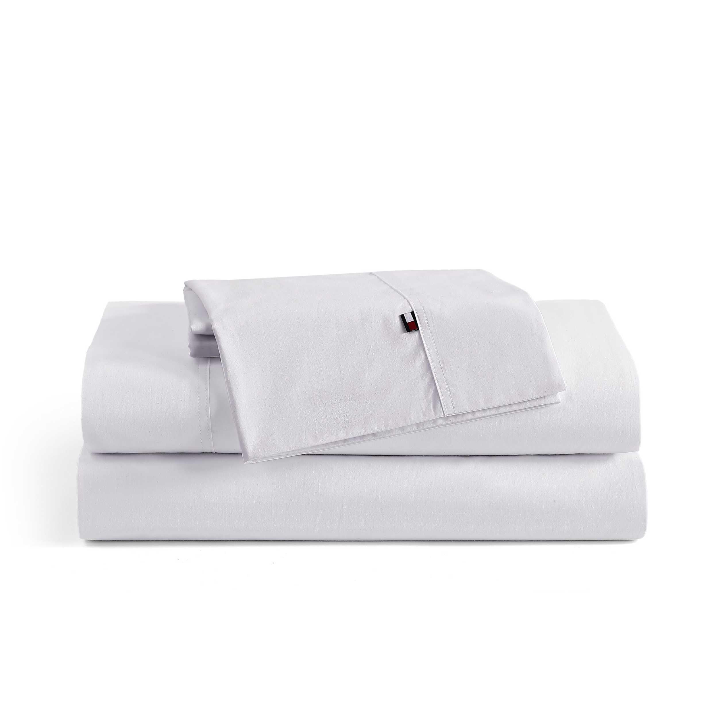 Tommy Hilfiger - Queen Bed Sheets, Crisp & Cool Cotton Percale Bedding with Matching Pillowcases, Lightweight Bed Set, Oeko-Tex Certified (Effortless Stripe Beige)