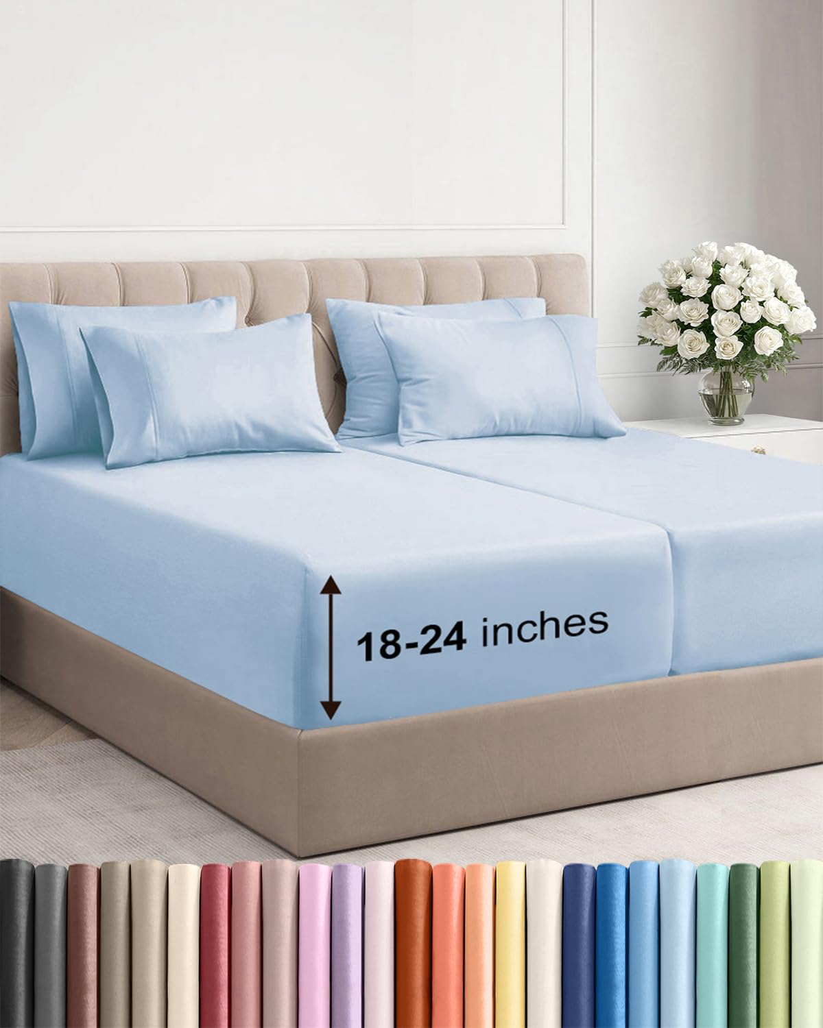 Extra Deep Queen Sheet Set - 6 Piece Breathable and Cooling Sheets - Hotel Luxury Bedding for Women, Men, Kids & Teens - Easy & Secure Fit - Soft, Wrinkle Free and Comfy - Extra Deep Pockets - Coral