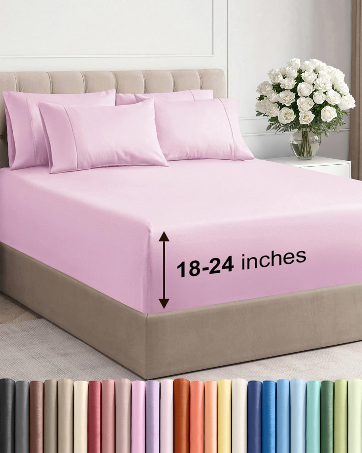 Extra Deep Queen Sheet Set - 6 Piece Breathable and Cooling Sheets - Hotel Luxury Bedding for Women, Men, Kids & Teens - Easy & Secure Fit - Soft, Wrinkle Free and Comfy - Extra Deep Pockets - Coral