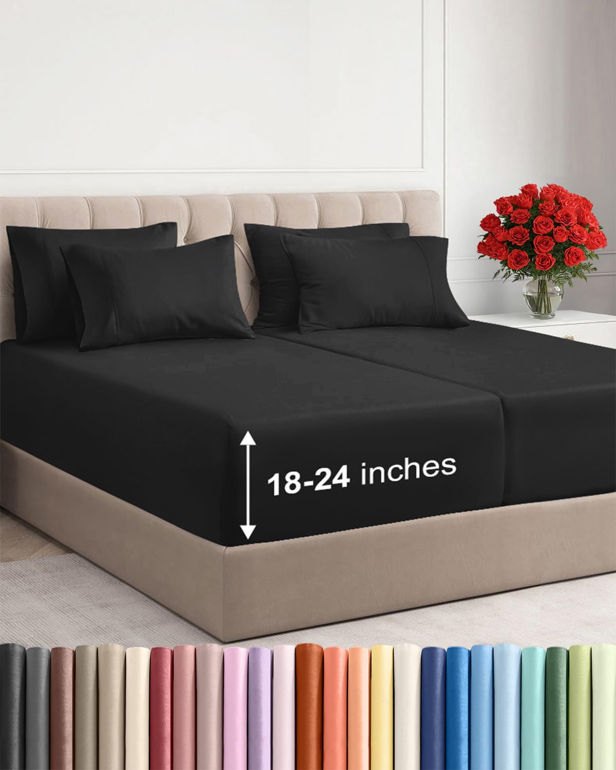 Extra Deep Queen Sheet Set - 6 Piece Breathable and Cooling Sheets - Hotel Luxury Bedding for Women, Men, Kids & Teens - Easy & Secure Fit - Soft, Wrinkle Free and Comfy - Extra Deep Pockets - Coral