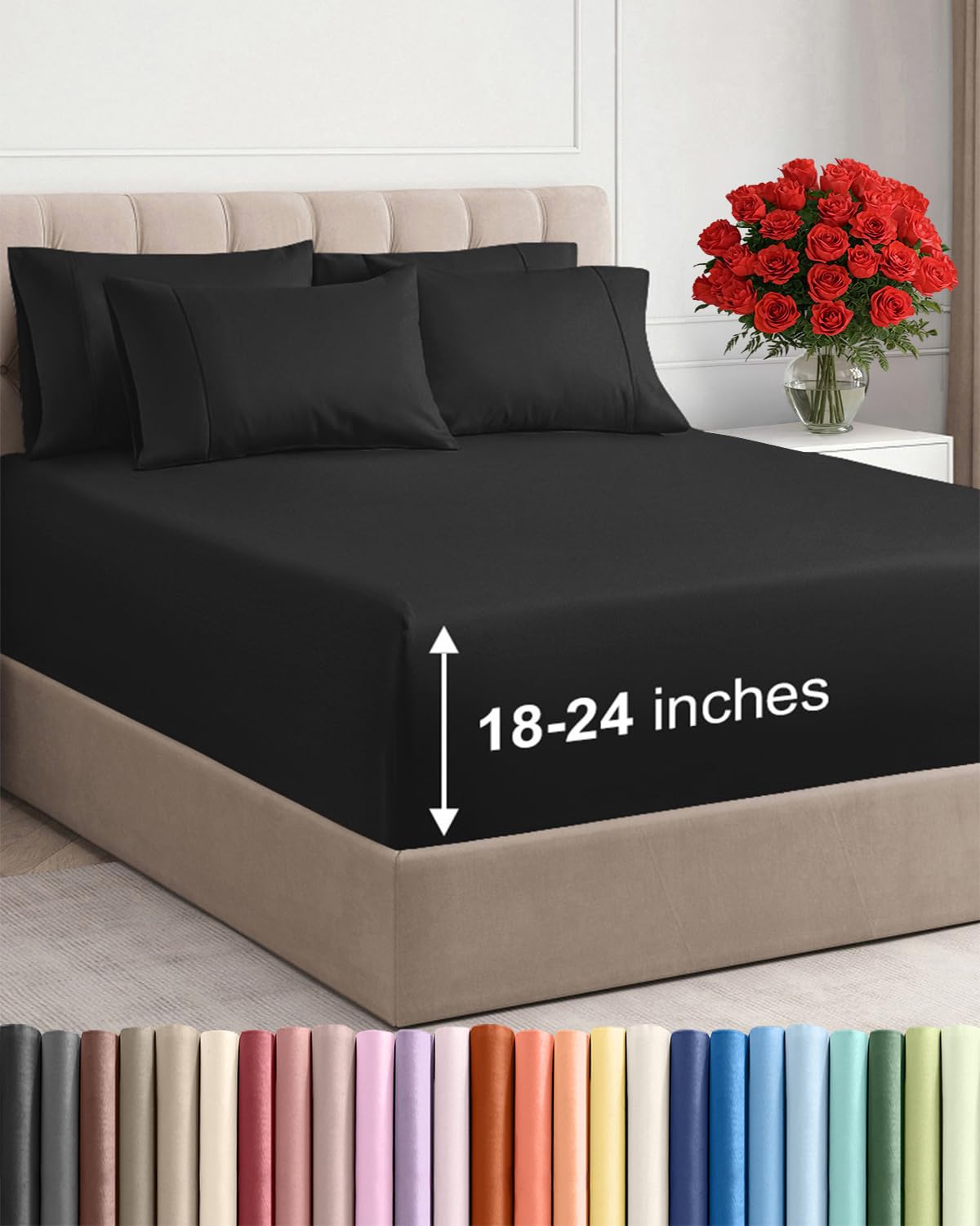 Extra Deep Queen Sheet Set - 6 Piece Breathable and Cooling Sheets - Hotel Luxury Bedding for Women, Men, Kids & Teens - Easy & Secure Fit - Soft, Wrinkle Free and Comfy - Extra Deep Pockets - Coral